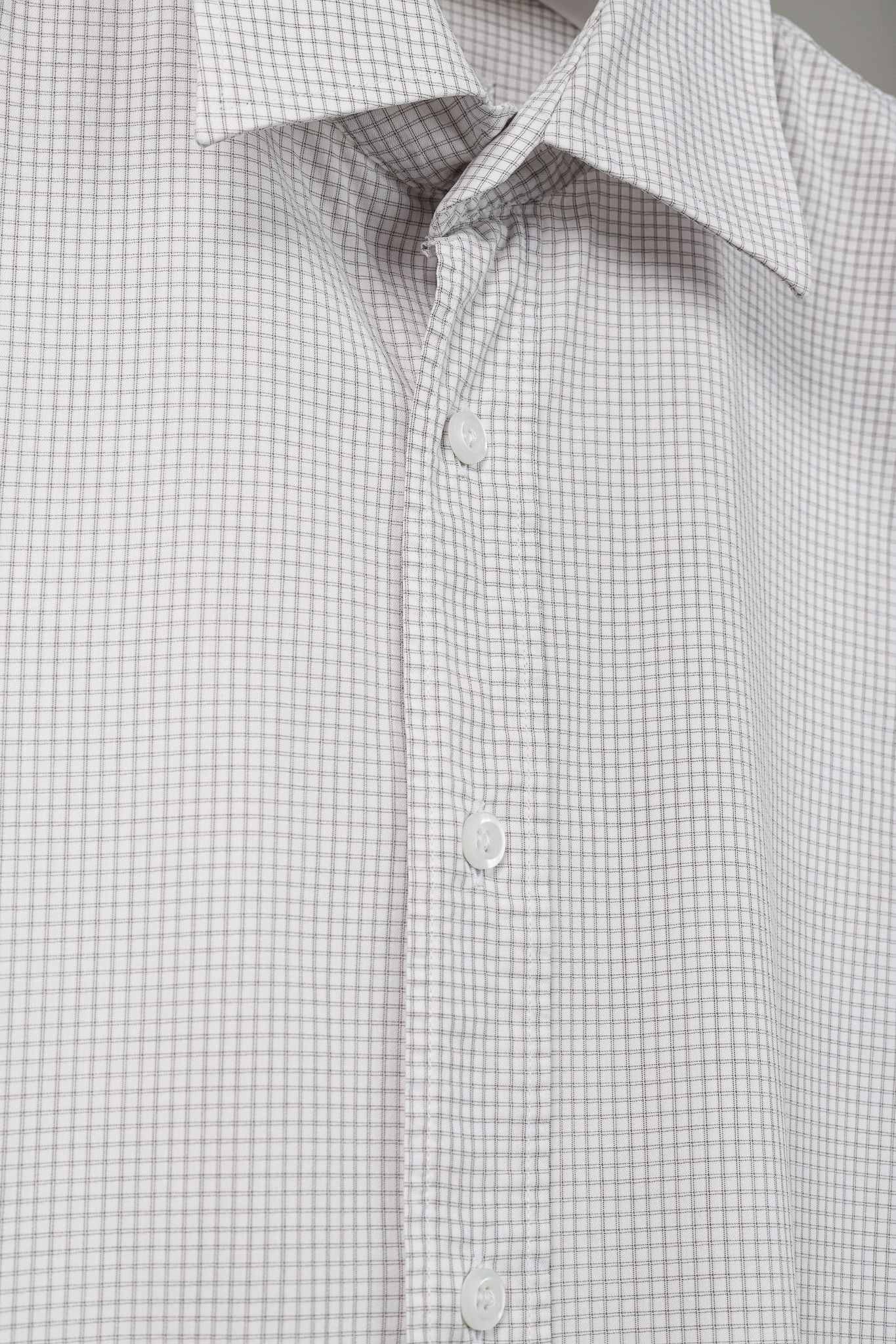 Prada Prada 2015 Small Check White & Taupe Cotton Button-Up Oxford Size US S / EU 44-46 / 1 - 8 Thumbnail