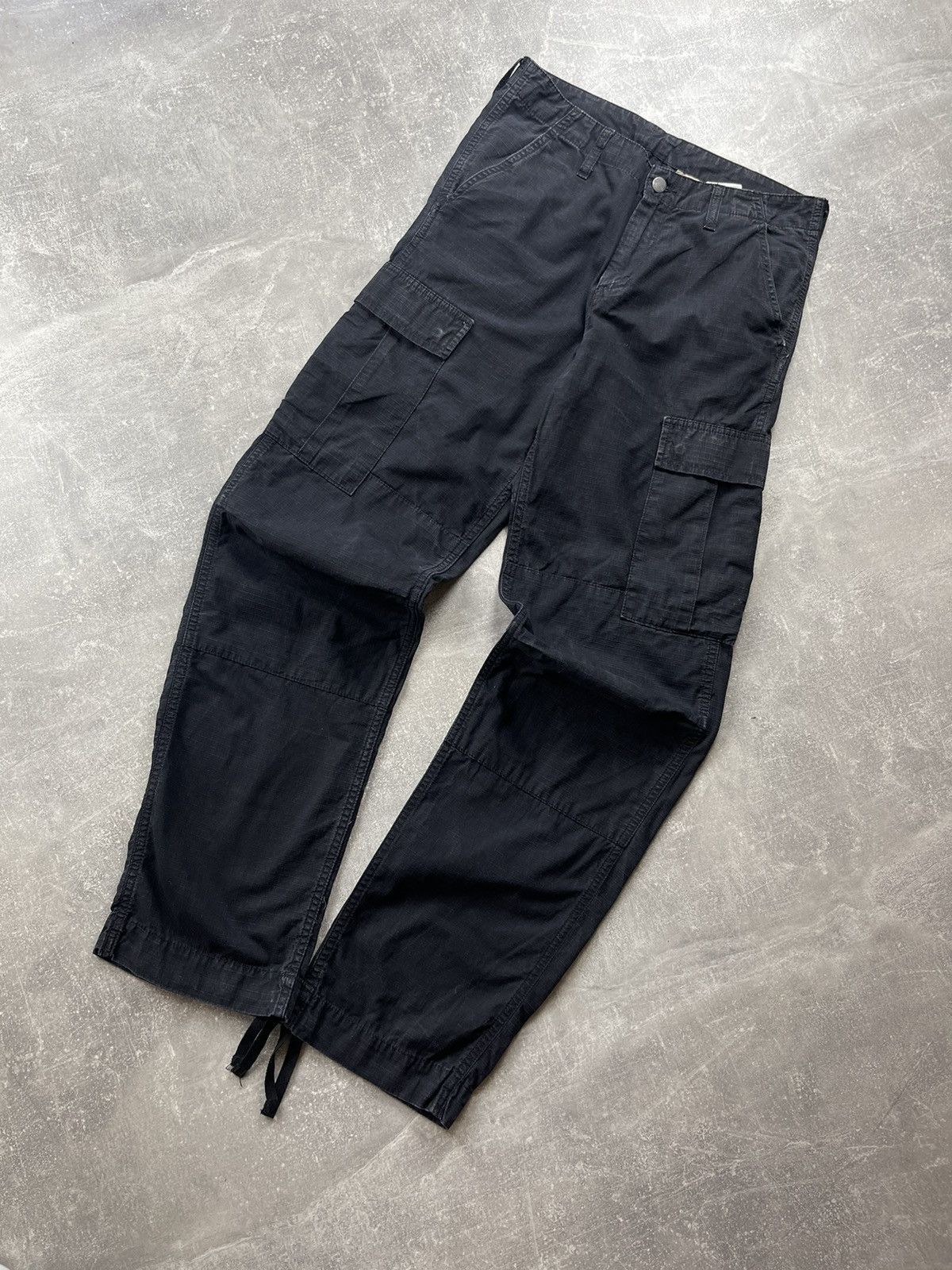 Carhartt Carhartt WIP Cargo Pants Black Ripstop Utility Workwear Size US 29 - 6 Thumbnail