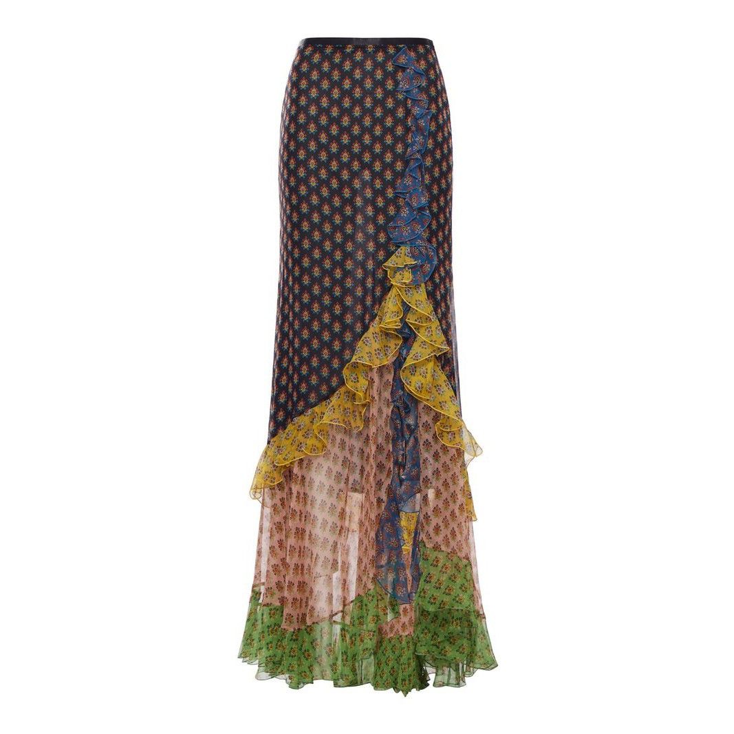 Etro ETRO Ruffles Patchwork Long Silk Dress New & Authentic (Wome Size S / US 4 / IT 40 - 1 Thumbnail