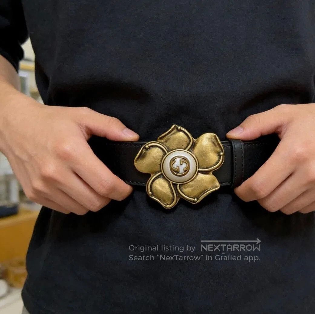 Gucci Gucci Pearl Flower Leather Belt. Size ONE SIZE - 3 Thumbnail