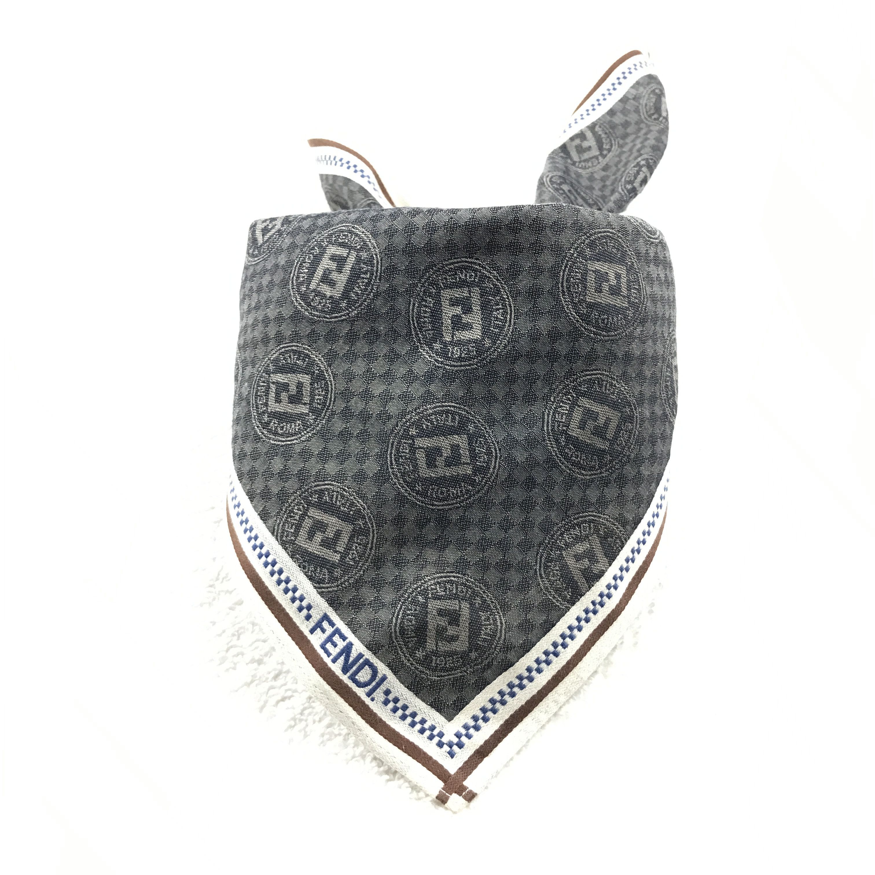 Designer × Vintage Fendi Embroidery Monogram Bandana Neckerchief Handkerchief Size ONE SIZE - 4 Thumbnail