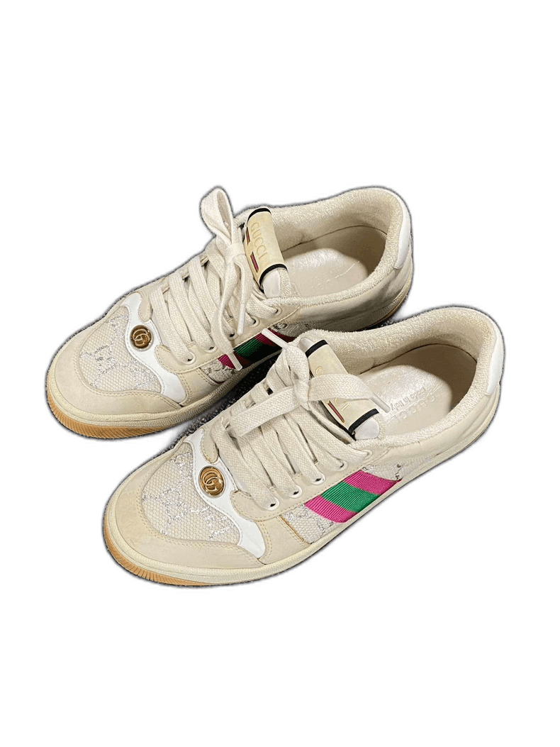 Gucci Gucci White and Pink Dirty Sneakers Size US 6 / IT 36 - 1 Thumbnail