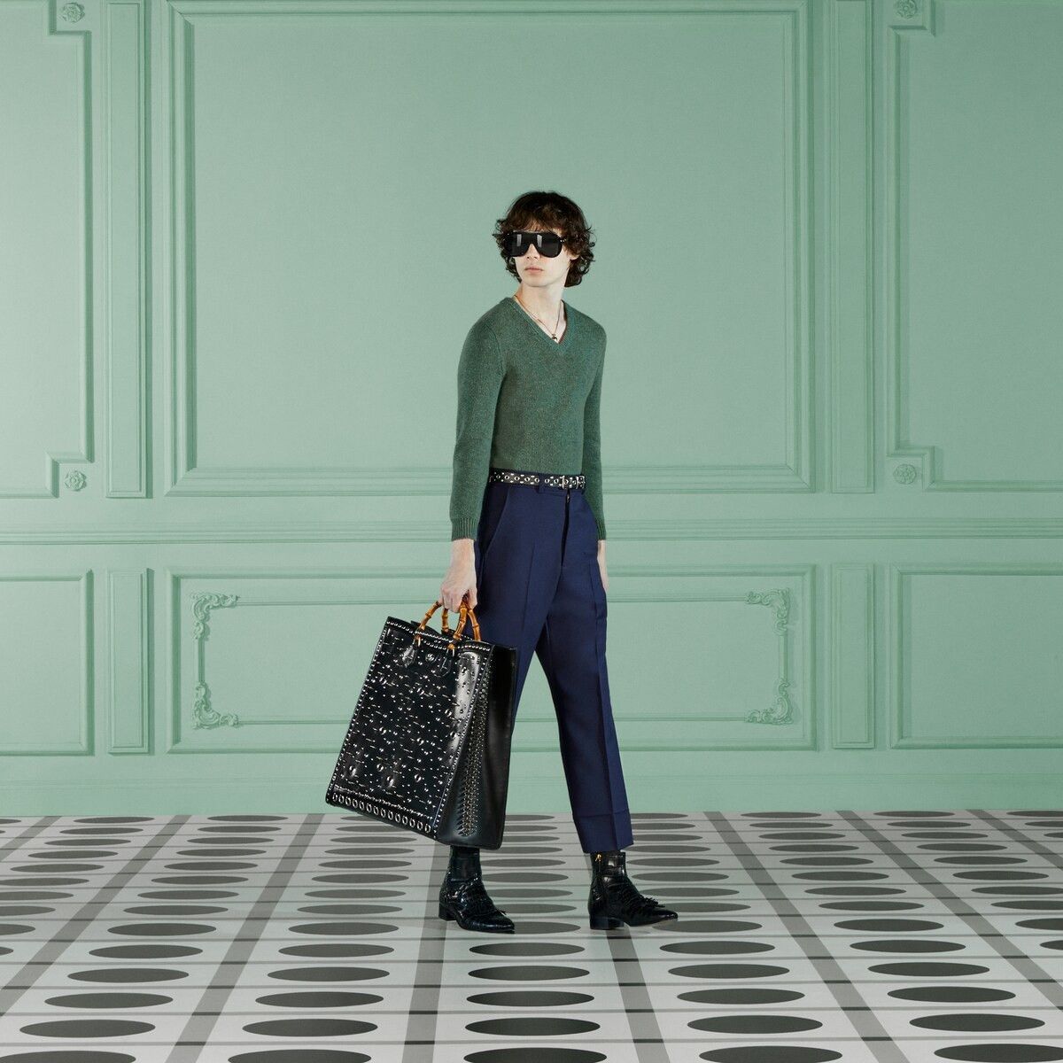 Gucci o1mt1gz0725 Fluid Drill Cropped Pant in Blue Size US 44 / EU 60 - 2 Thumbnail
