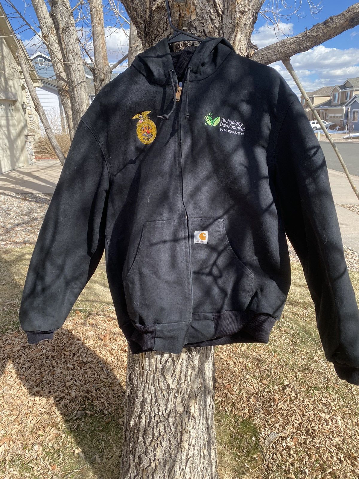 image of Vintage Ffa Carhartt Hooded Jacket M in Black, Men's (Size Medium)