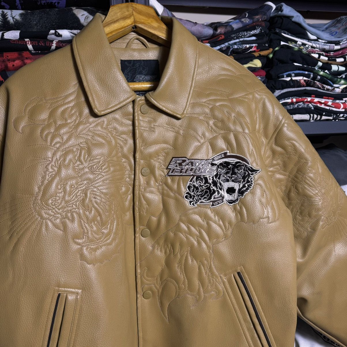 Rap Tees × Vintage Rare Leather Raw Blue Vintage Jacket Size US XL / EU 56 / 4 - 5 Thumbnail