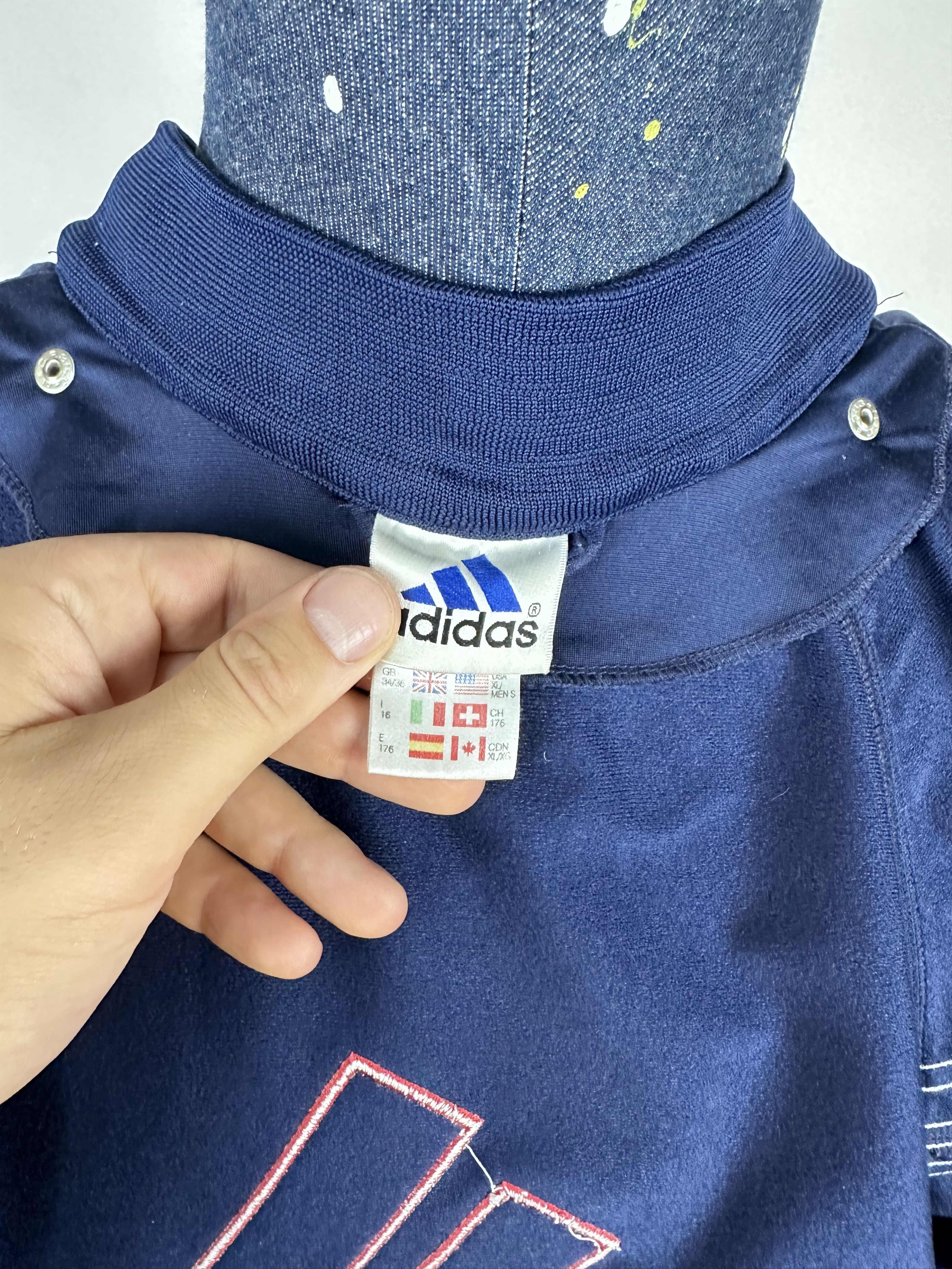 Adidas × Vintage Adidas Vintage 90s Blue Red Track Top Jacket Big Logo S Size US S / EU 44-46 / 1 - 11 Thumbnail