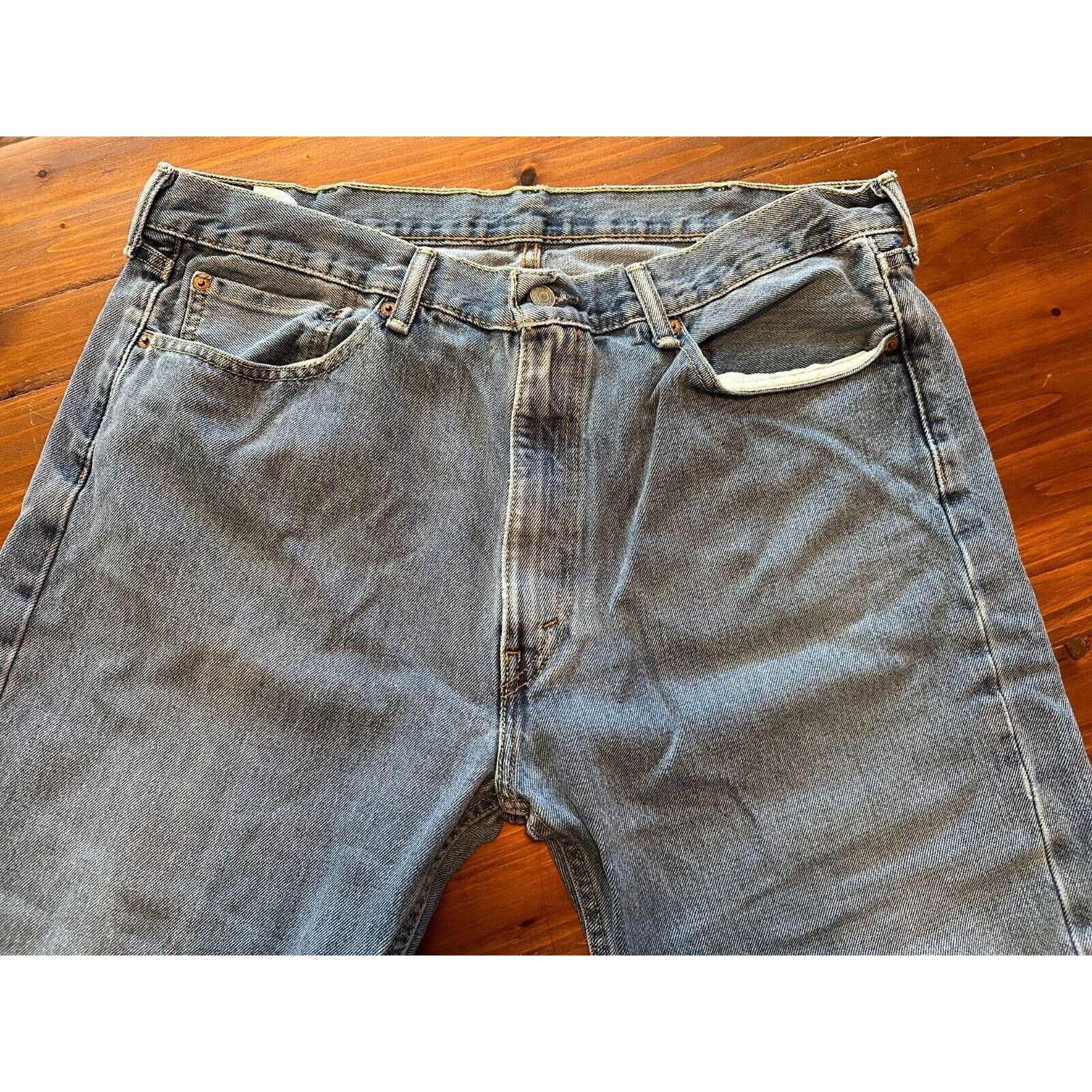 Levi's Levis 505 Regular Fit Jeans 38x32 Blue Light Wash, Distress Size US 38 / EU 54 - 9 Thumbnail