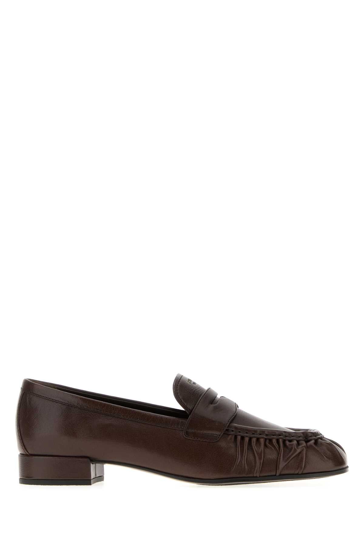 Prada Dark Brown Leather Loafers Size US 8 / IT 38 - 1 Thumbnail