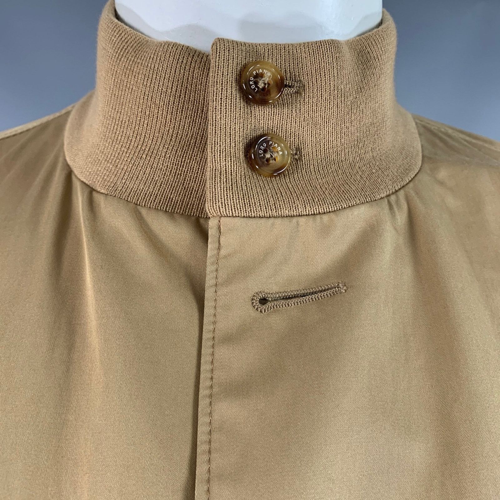 Loro Piana LORO PIANA Size XL Khaki Solid Cotton Buttoned Jacket Size US XL / EU 56 / 4 - 4 Thumbnail