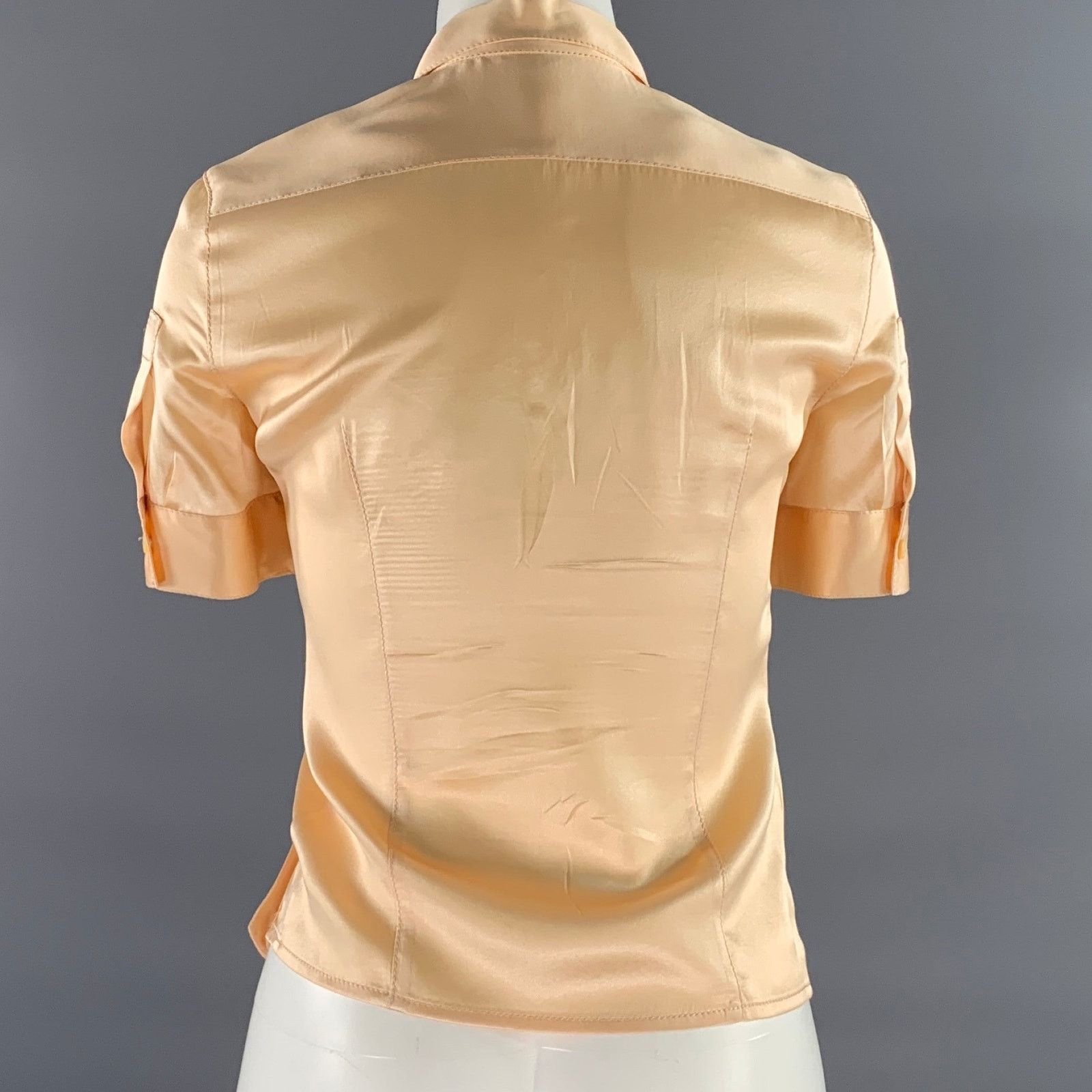 Prada PRADA Size 4 Orange Silk Short Sleeve Blouse Size S / US 4 / IT 40 - 4 Thumbnail