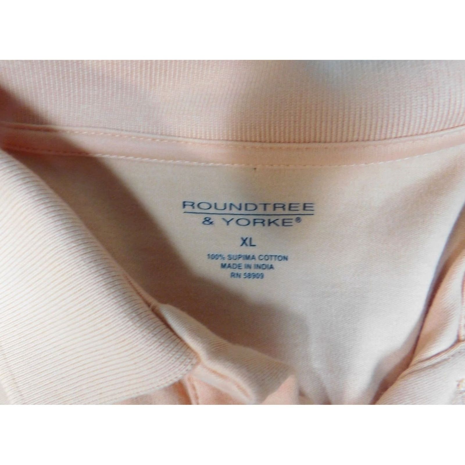 Roundtree & Yorke VINTAGE? No — Roundtree & Yorke Polo Shirt Men XL Pink Knit Cotton Short Sleeve Striped Button Collared Sports Golf All Seasons Size US XL / EU 56 / 4 - 7 Thumbnail
