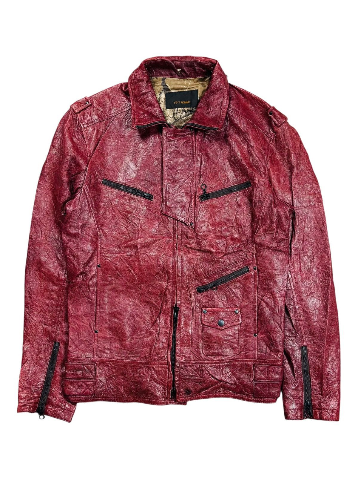 Ekam 2000s Tete Homme - Red Blood Rider Leather Jacket Size US M / EU 48-50 / 2 - 2 Thumbnail