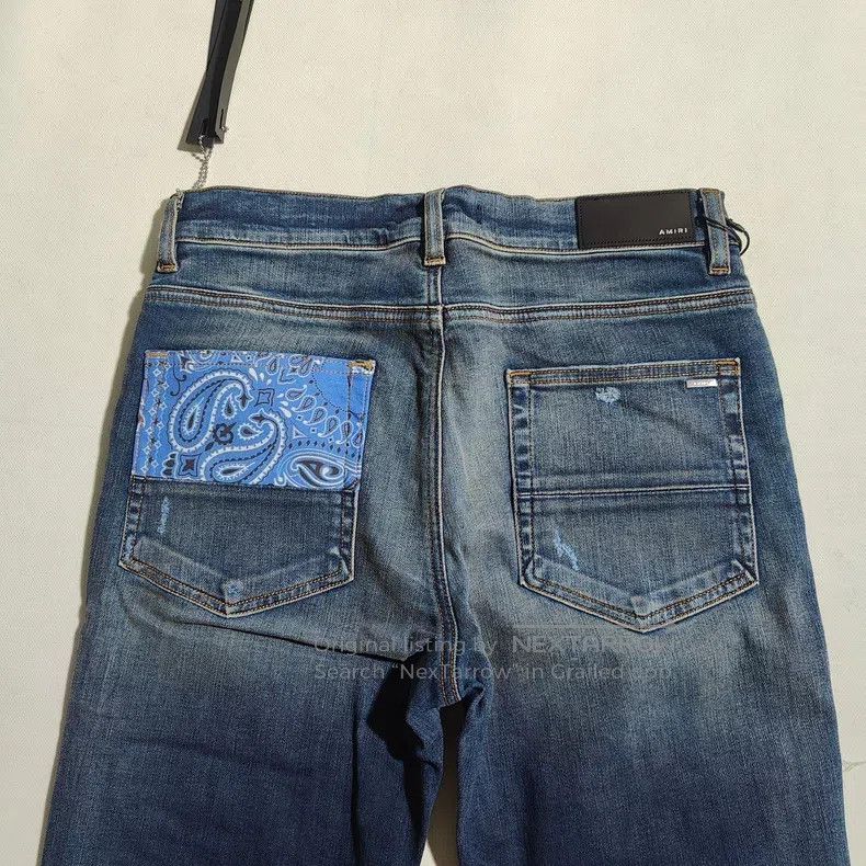 Amiri Amiri Size 33 Knife cut cashew flower patch blue jeans Size US 33 - 8 Thumbnail