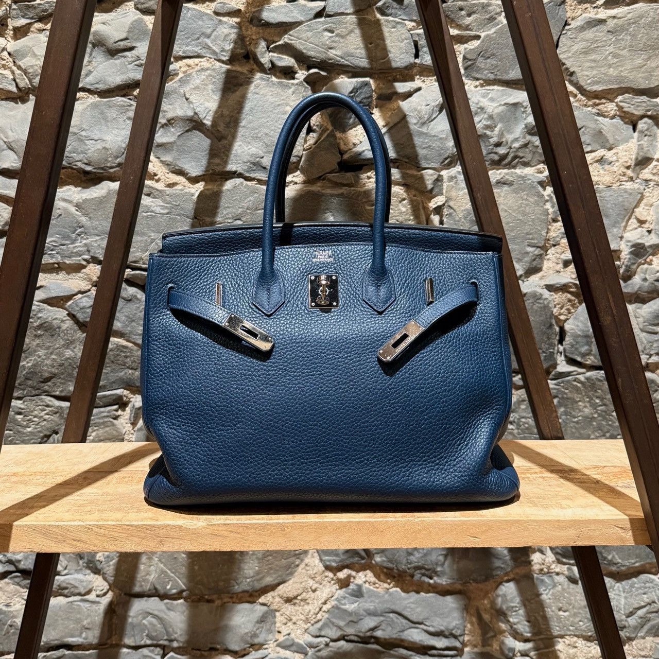 Hermès 2010 Bleu De Malte Clemence Leather Birkin 35 Bag