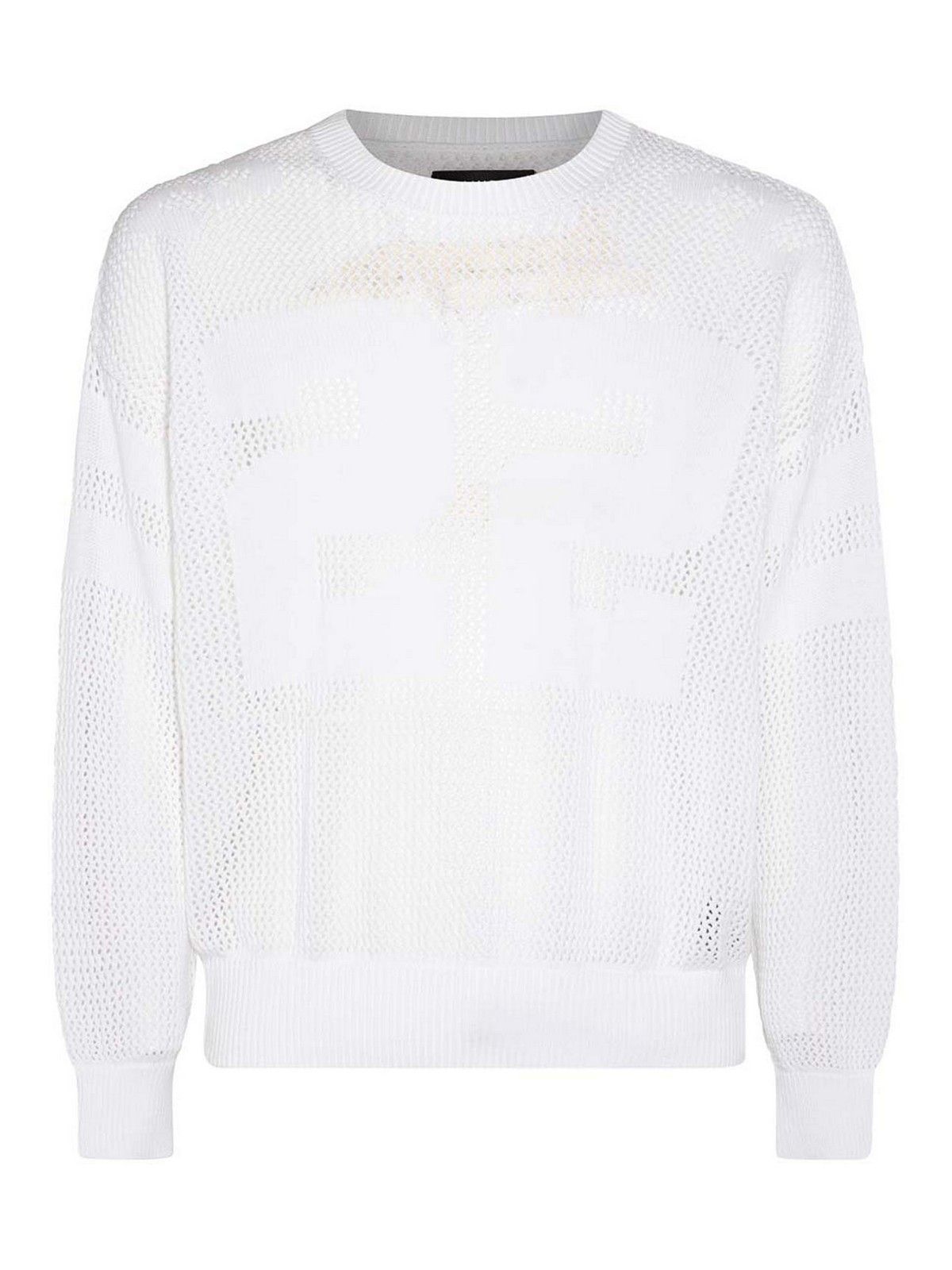 o1w1db10125 Tiger Mesh Sweatshirt in White