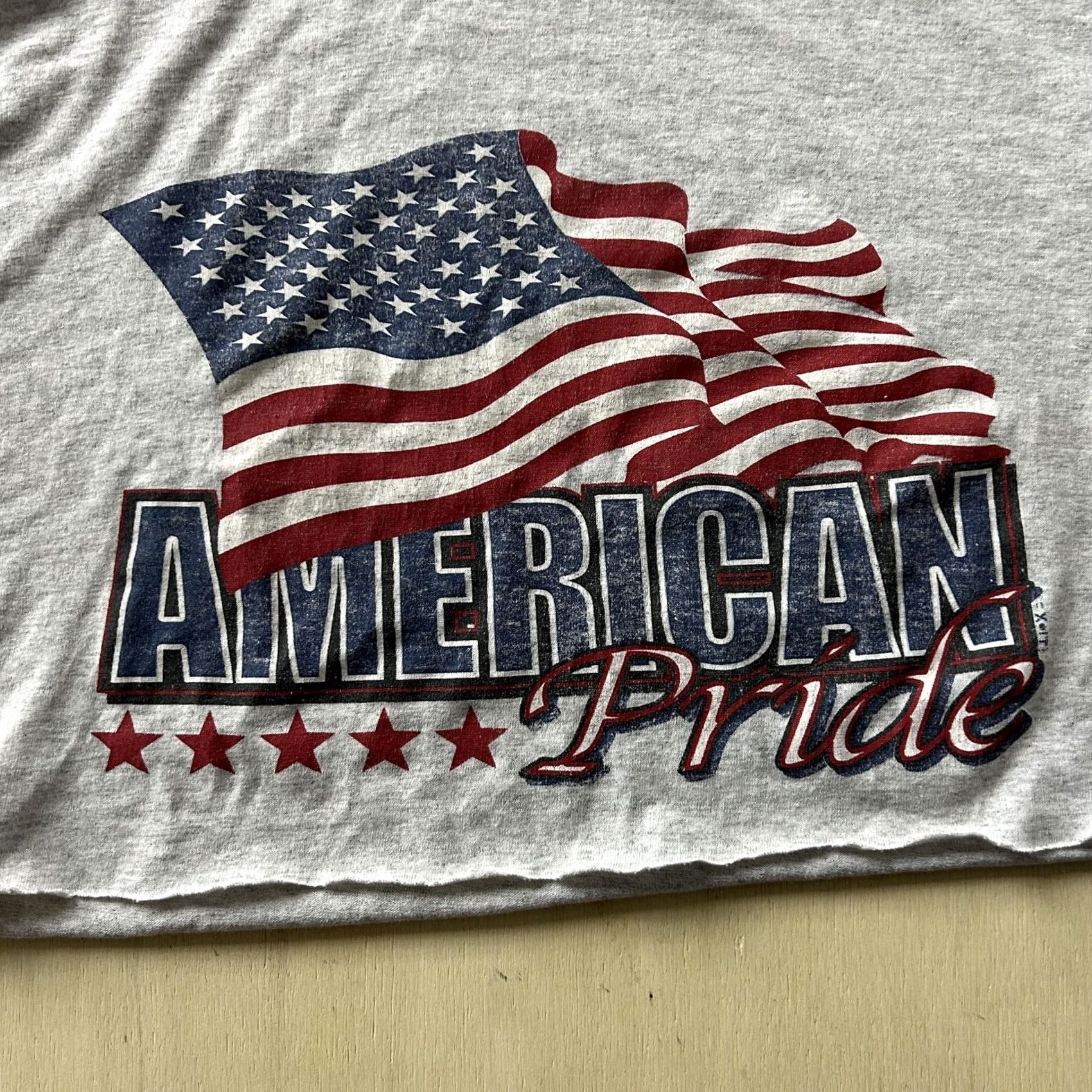 Vintage American Pride Shirt Womens Large Gray Cropped Flag Graphic USA Patriotic Tee Size L / US 10 / IT 46 - 2 Thumbnail
