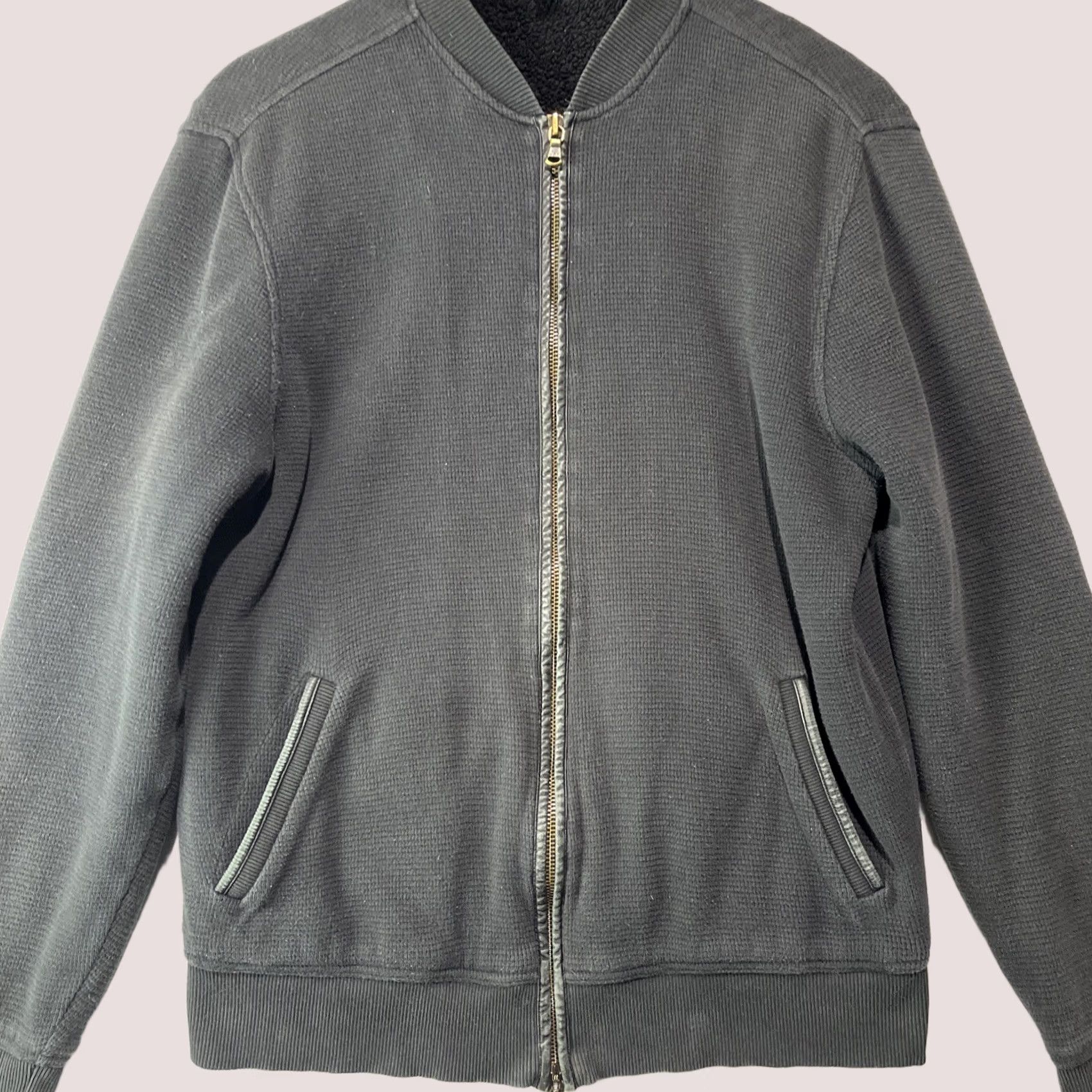 John Varvatos John Varvatos Jacket Mens Medium Thermal Waffle Knit Sherpa Lined Zip Bomber Jacket Size US M / EU 48-50 / 2 - 1 Thumbnail
