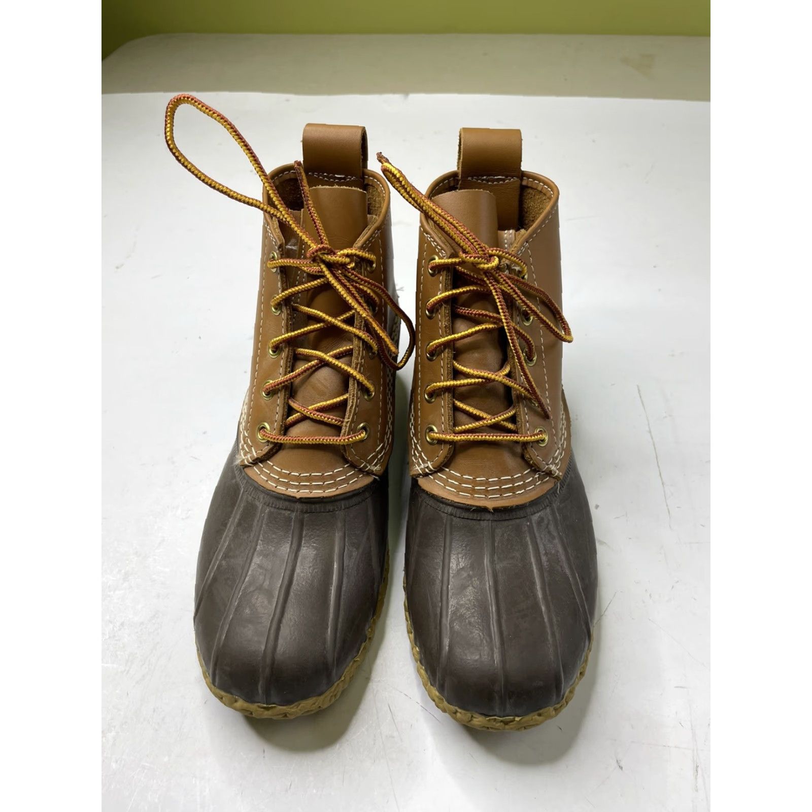 Vintage LL Bean Boots Women's Duck Boot 7M Brown Navy Waterproof Leather Rubber Casual Winter Fall Spring Summer Ankle Boots M Womens Size US 7 / IT 37 - 3 Thumbnail