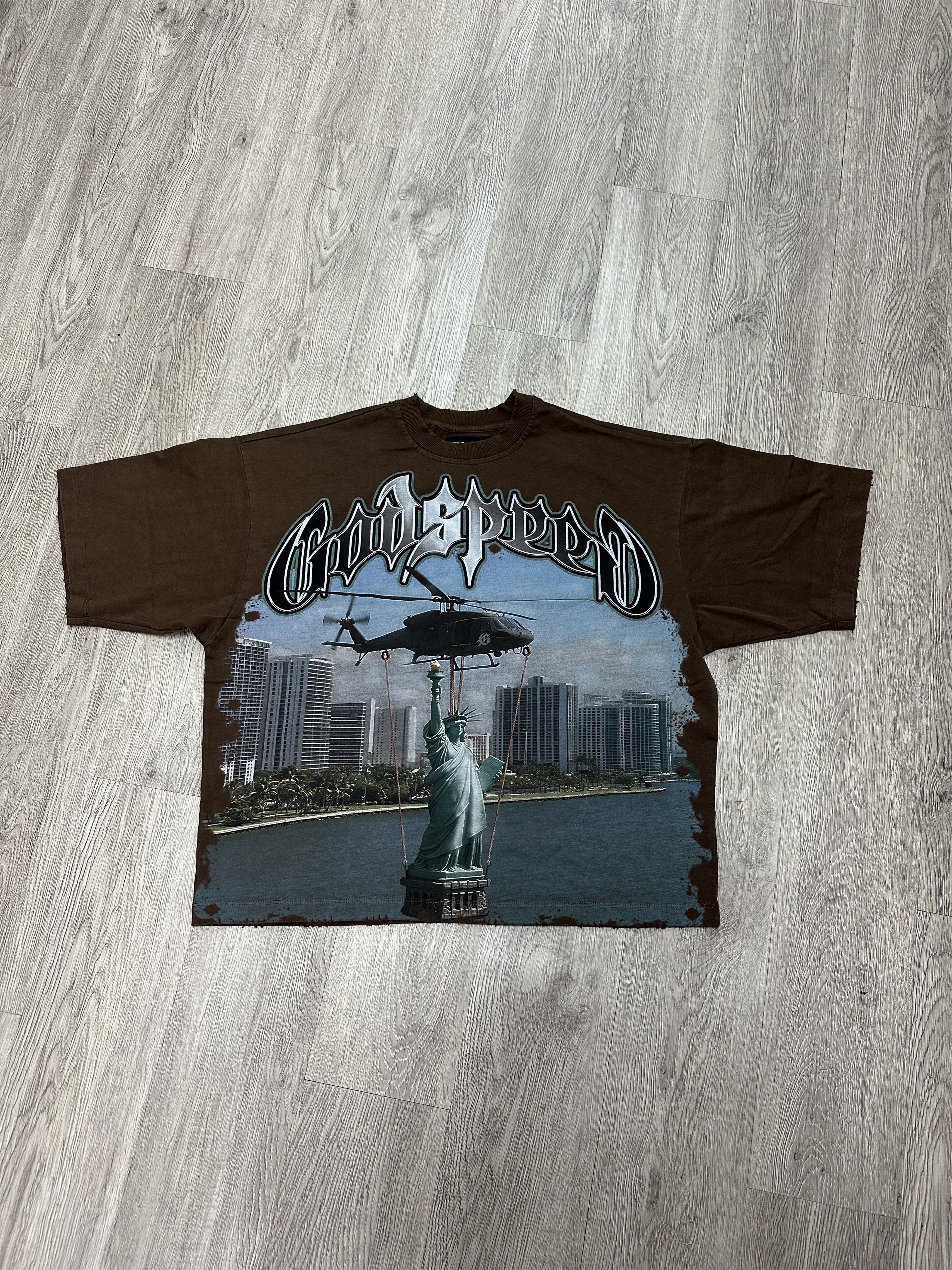 Godspeed Godspeed JFK To MIA Tee Mocha Wash Size US XL / EU 56 / 4 - 1 Thumbnail