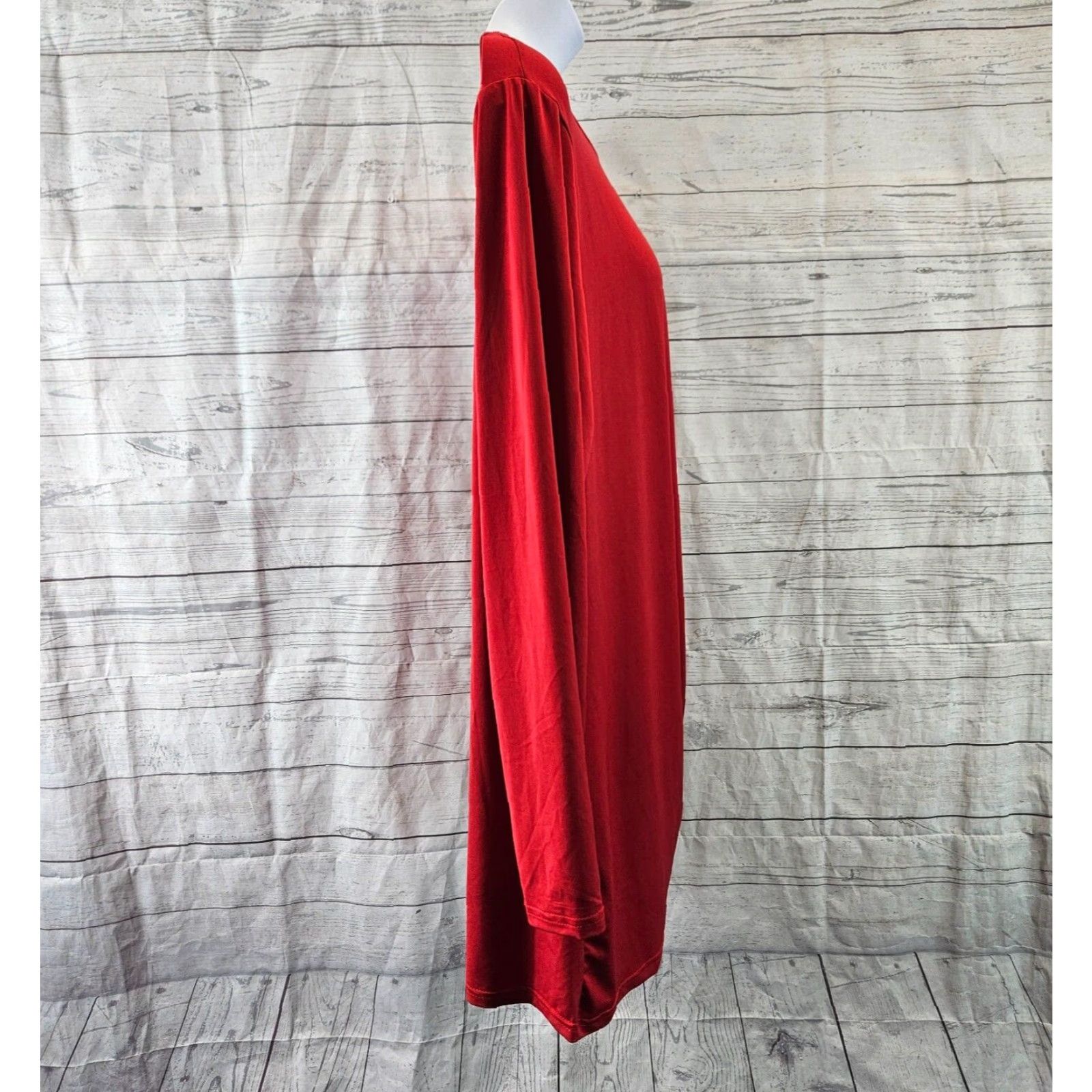 Vintage Lily by Firmiana Womens Top 3XL Solid Red Twisted Front Long Sleeve Shirt Blouse Womens Men? (No) Size XXL / US 16-18 / IT 52-54 - 3 Thumbnail
