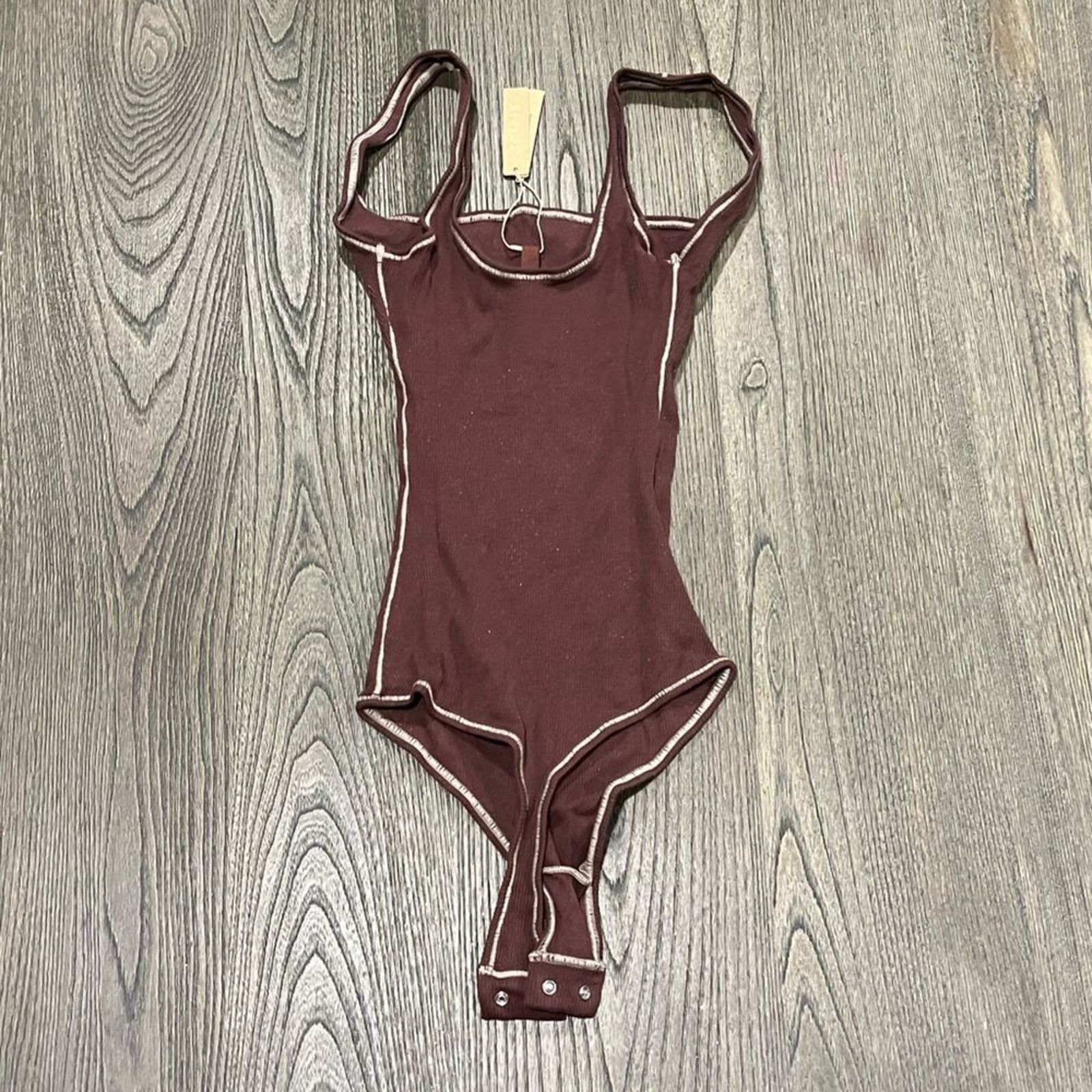 SKIMS NWT Skims Ribbed Stretch Cotton Bodysuit Chocolate Size XXS Size XS / US 0-2 / IT 36-38 - 5 Thumbnail