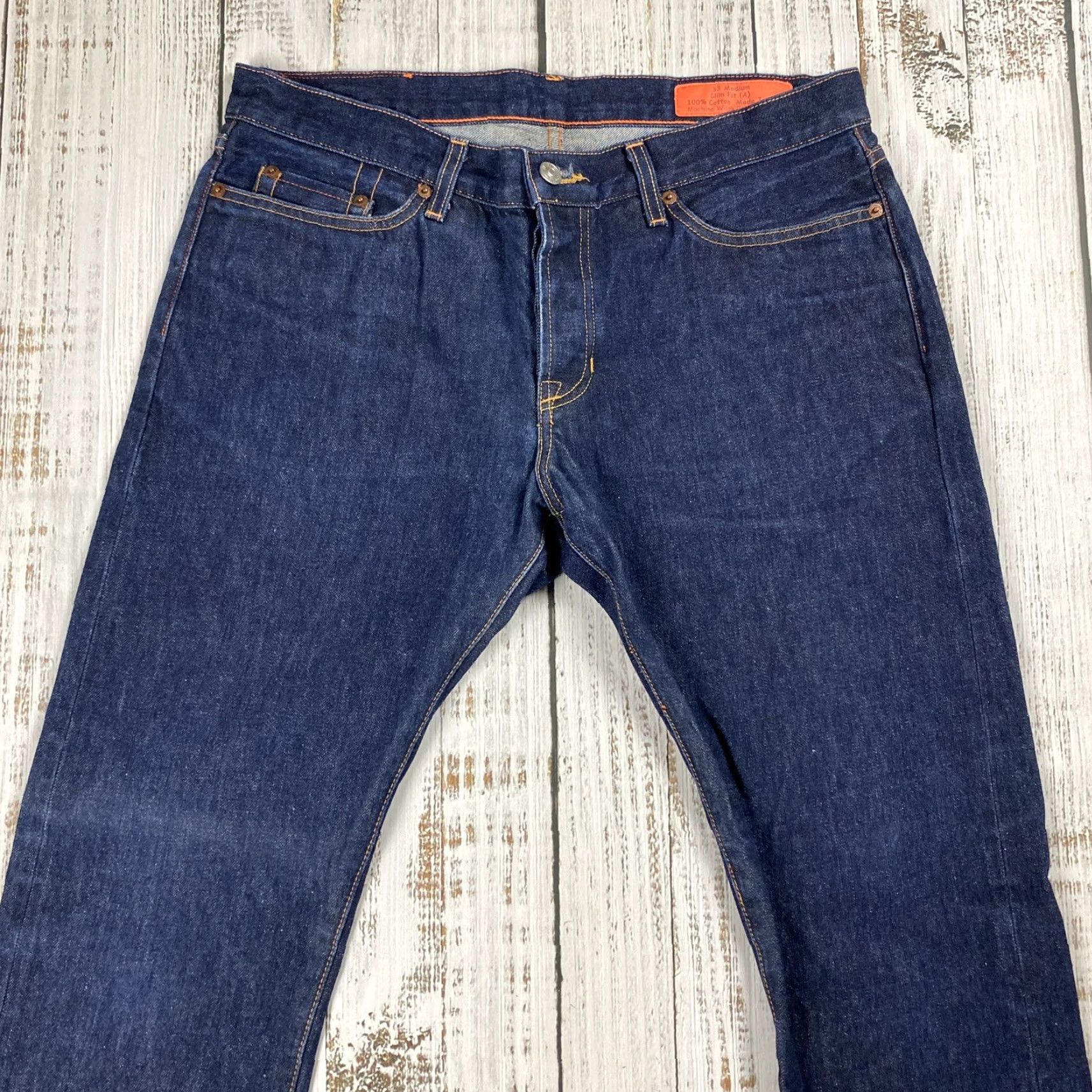Jean Shop VINTAGE Jean Shop NYC Slim Straight Jeans 33 Men Blue Raw Denim Modern Fit Size US 33 - 2 Thumbnail