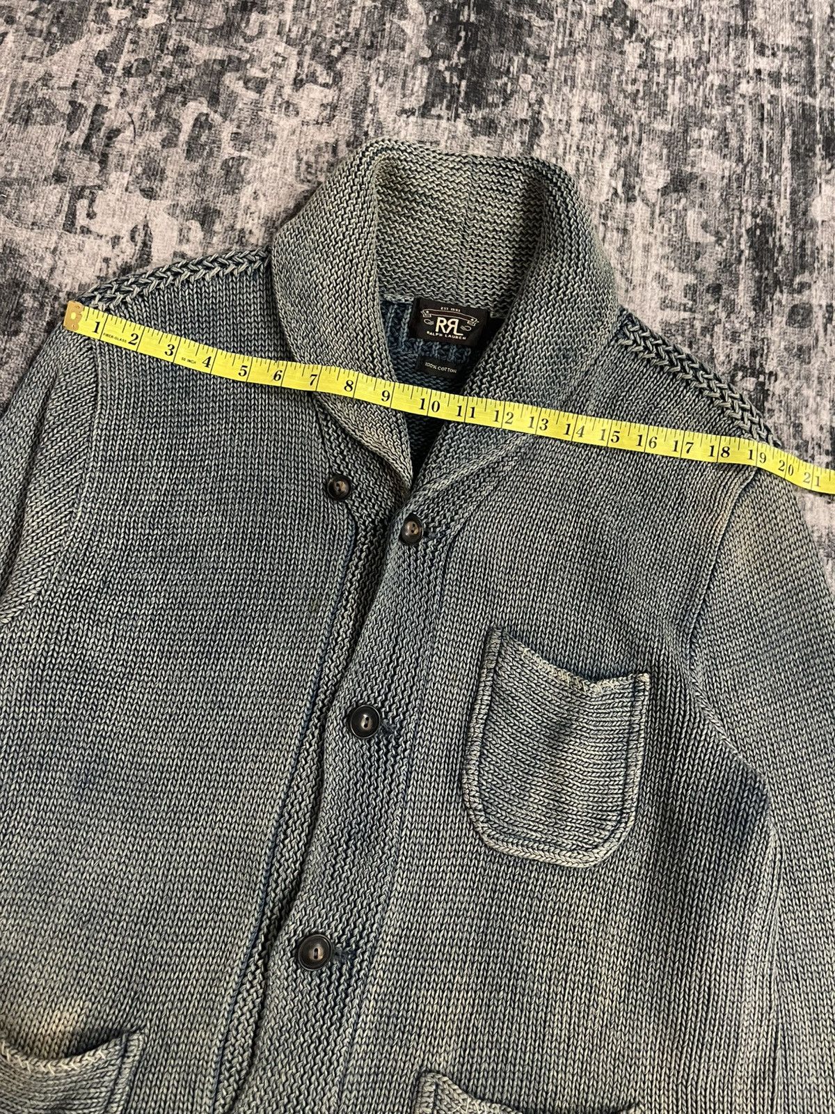 RRL Ralph Lauren RRL Double Ralph Lauren Indigo Cardigan Distressed Knit Size US L / EU 52-54 / 3 - 19 Thumbnail