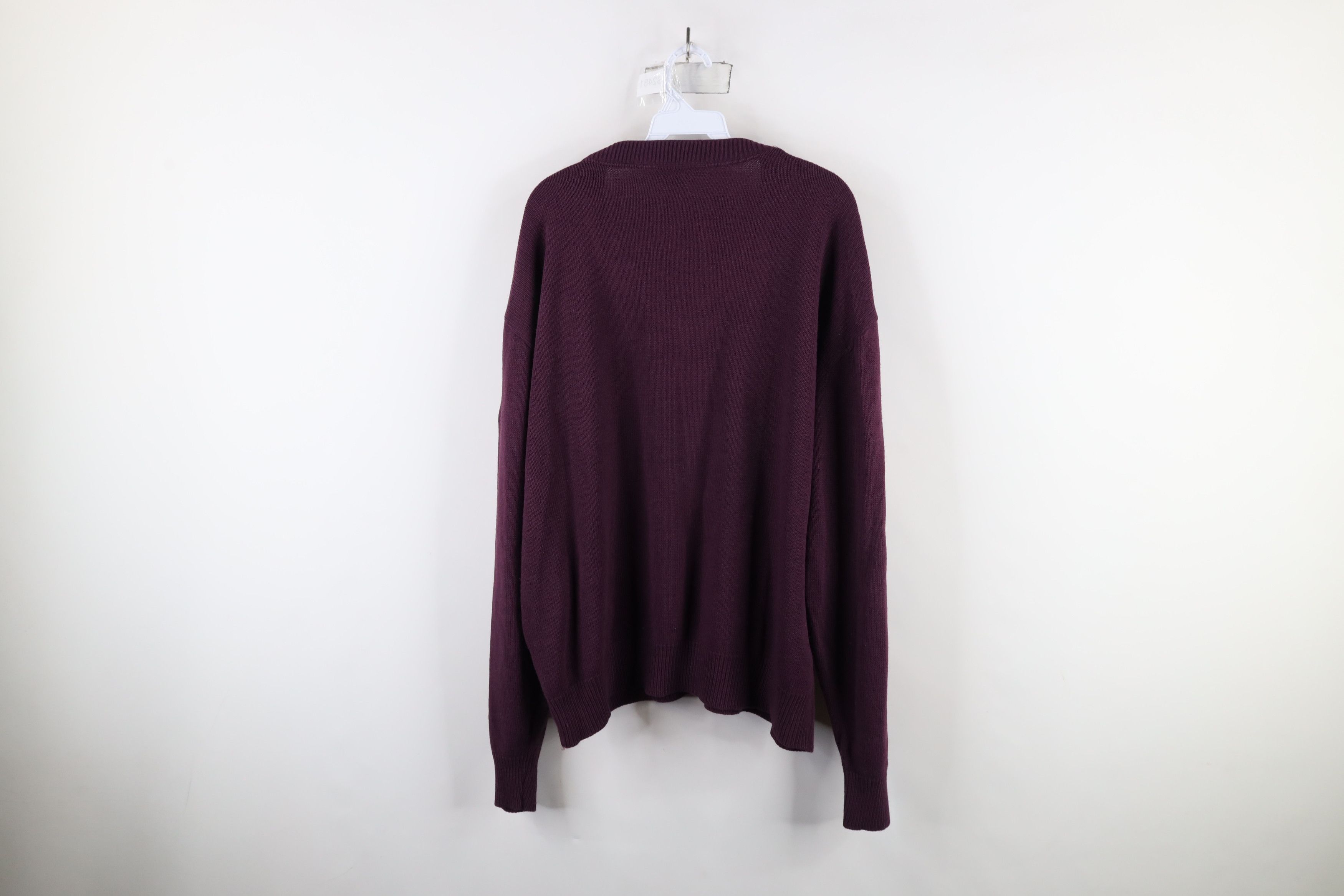 Vintage Vintage 90s Streetwear V-Neck Sweater Plum Purple Acrylic Size US XL / EU 56 / 4 - 6 Thumbnail