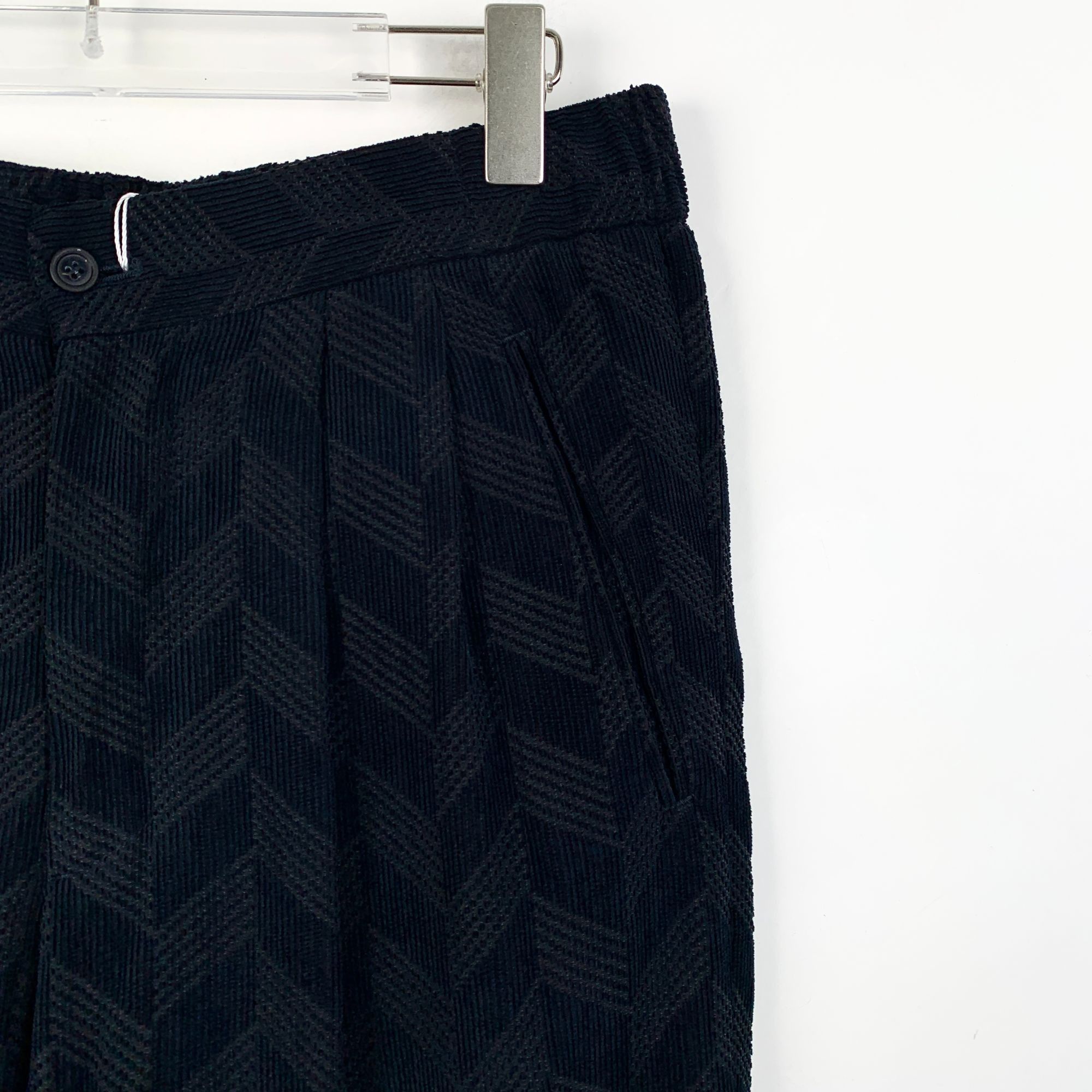 Giorgio Armani Giorgio Armani Mens Chevron Patterned Black Wool Blend Trous Size US 32 / EU 48 - 5 Thumbnail