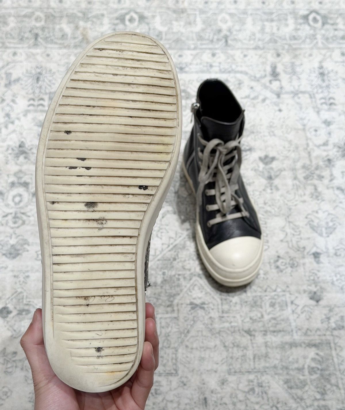 Rick Owens Rick Owens mainline high-top grained leather sneakers Size US 8 / EU 41 - 8 Thumbnail
