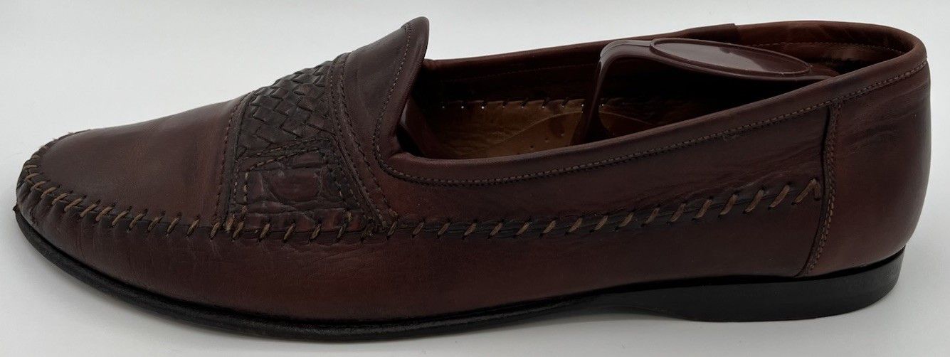 Santoni Santoni Italy Handwoven Brown Leather Penny Loafers Size 9D Size US 9 / EU 42 - 6 Thumbnail