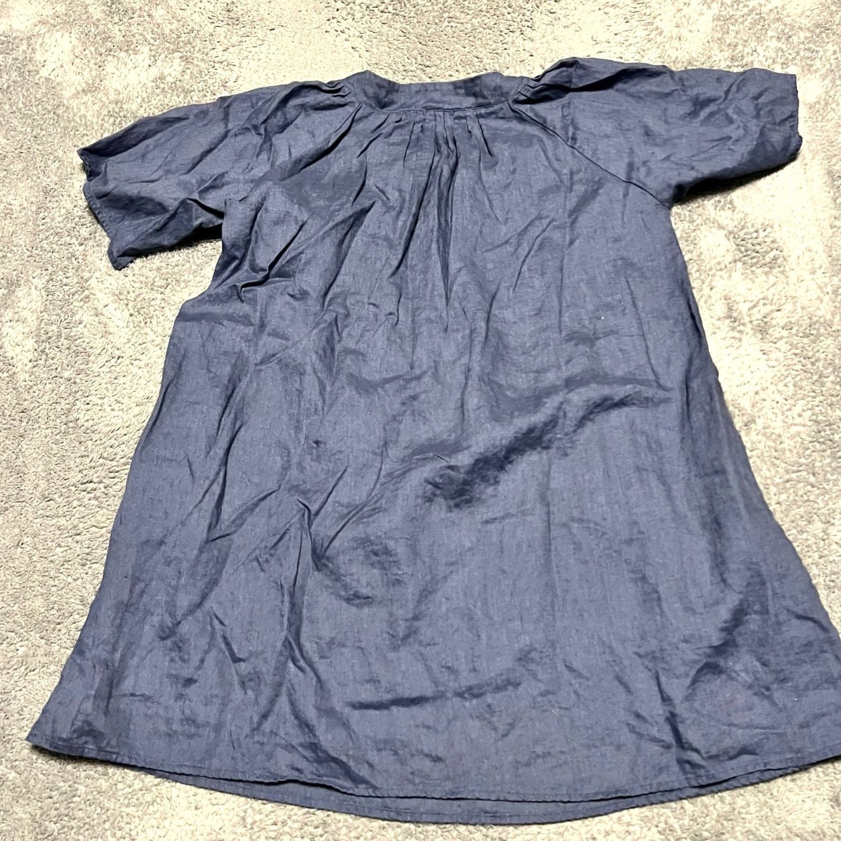 Vintage Miou Muse Dress Womens Large Blue Mini Linen Pockets Size L / US 10 / IT 46 - 4 Thumbnail