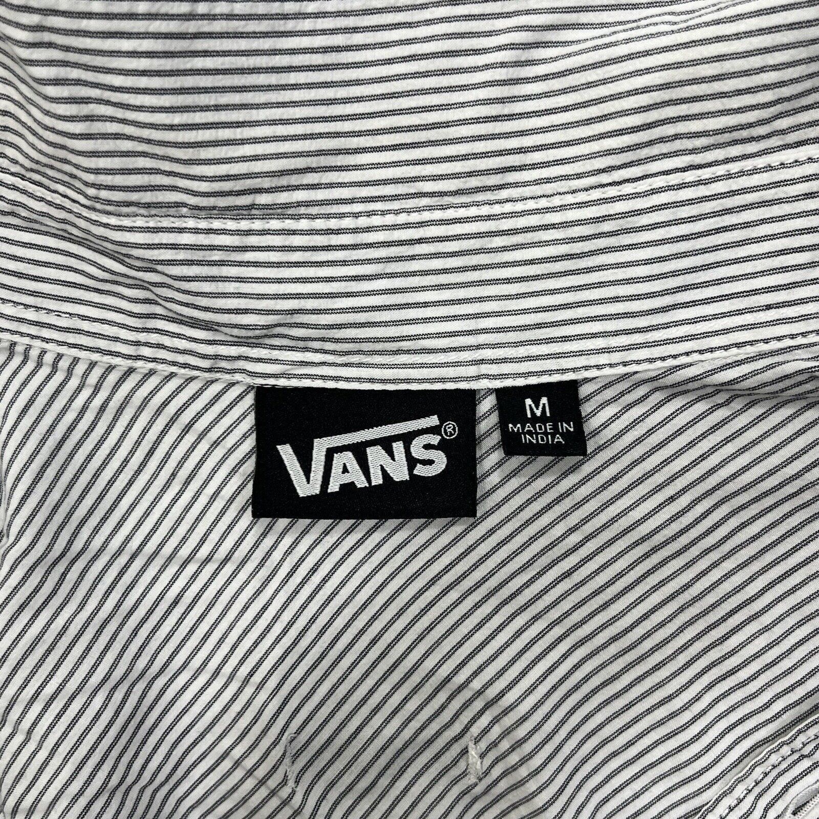 Vans VANS Off The Wall Button Down White Gray Striped Shirt Size US M / EU 48-50 / 2 - 3 Thumbnail