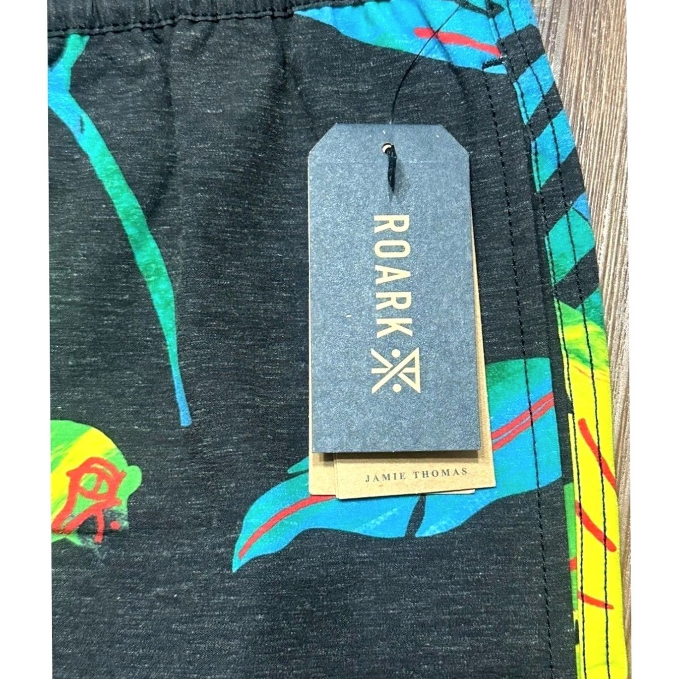Roark Roark Board Shorts Mens L Black Hemp Blend Beach Surfing Tropical Birds Size US 33 - 3 Thumbnail