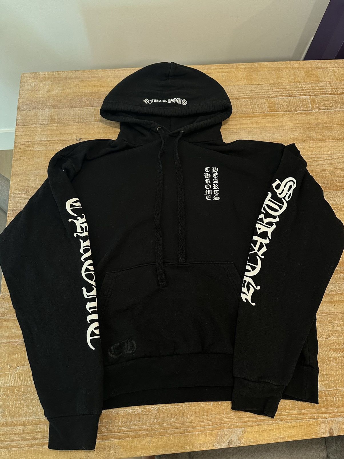 image of Chrome Hearts Ch “Fuck You” Hoodie in Black, Men's (Size Small)