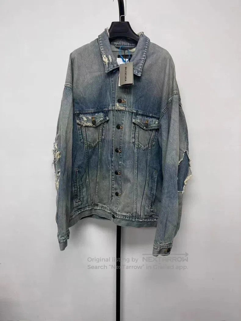 Balenciaga Balenciaga Distressed Denim Jacket Men. Size US S / EU 44-46 / 1 - 2 Thumbnail