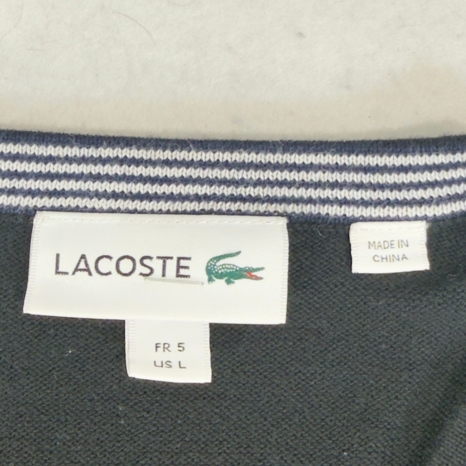 Lacoste Lacoste Men's V-Neck Sweater Black Cotton Size 5 US Large L Size US L / EU 52-54 / 3 - 3 Thumbnail