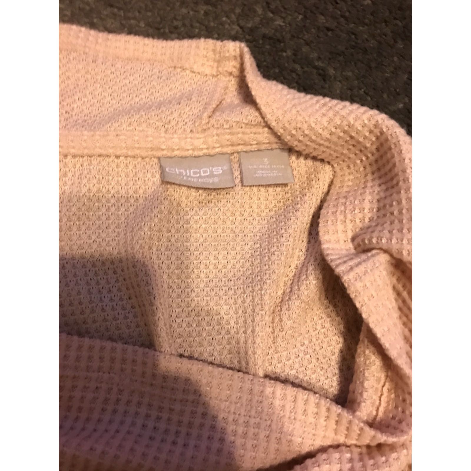 Vintage Chicos Znergy Womens Blouse Jacket Pink 3 Waffle Convertible Knit Crew Neck Snap All Seasons Womens Size XS / US 0-2 / IT 36-38 - 3 Thumbnail