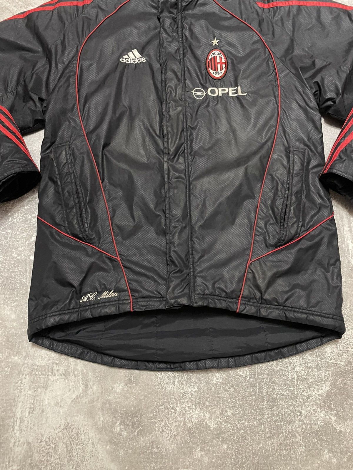 Adidas × Vintage Vintage Adidas AC Milan Soccer Jacket Parka Logo Opel Size US S / EU 44-46 / 1 - 4 Thumbnail