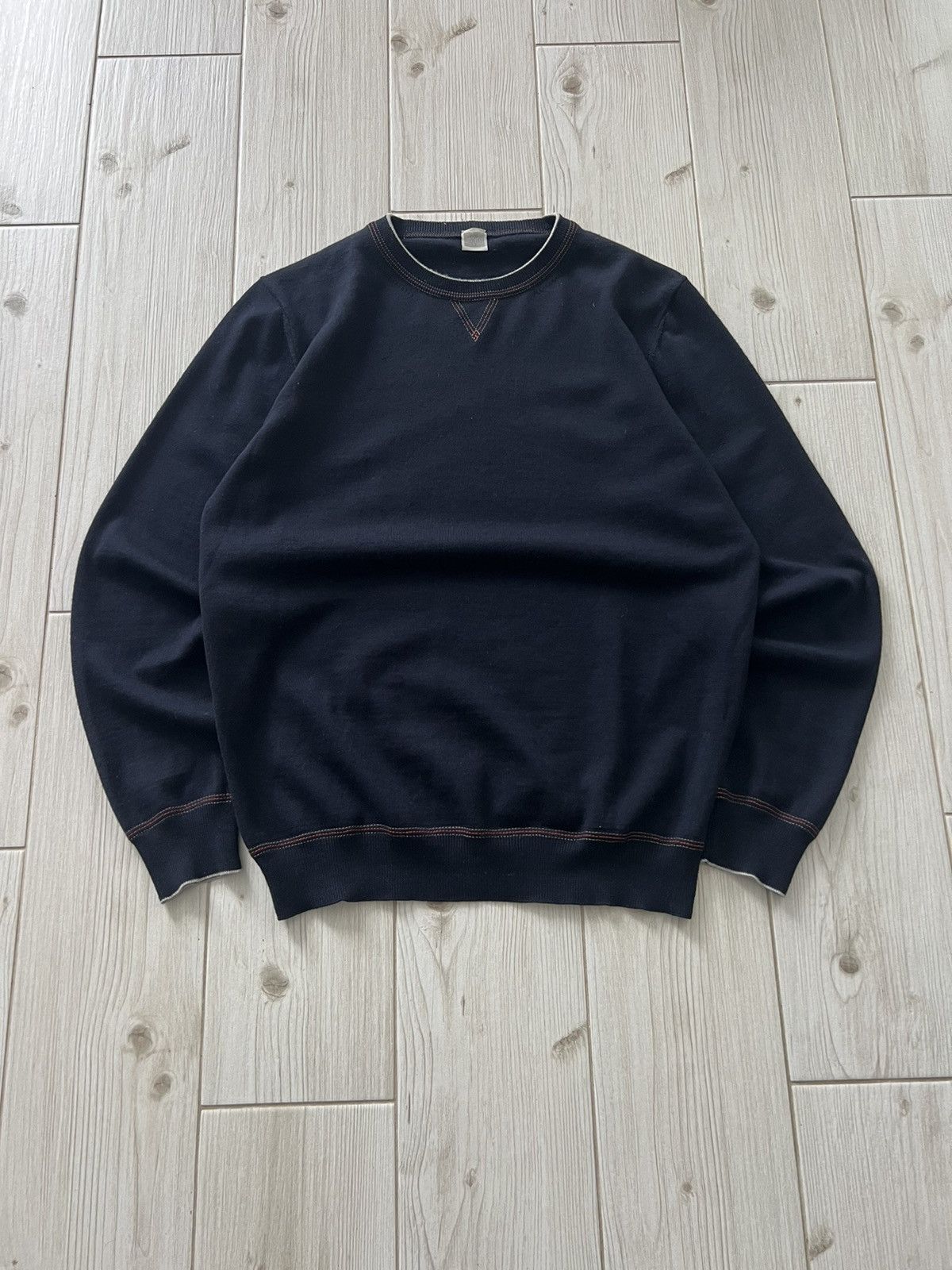 Eleventy Eleventy Decorative Stitching Sweater Blue Wool Medium Size US M / EU 48-50 / 2 - 1 Thumbnail