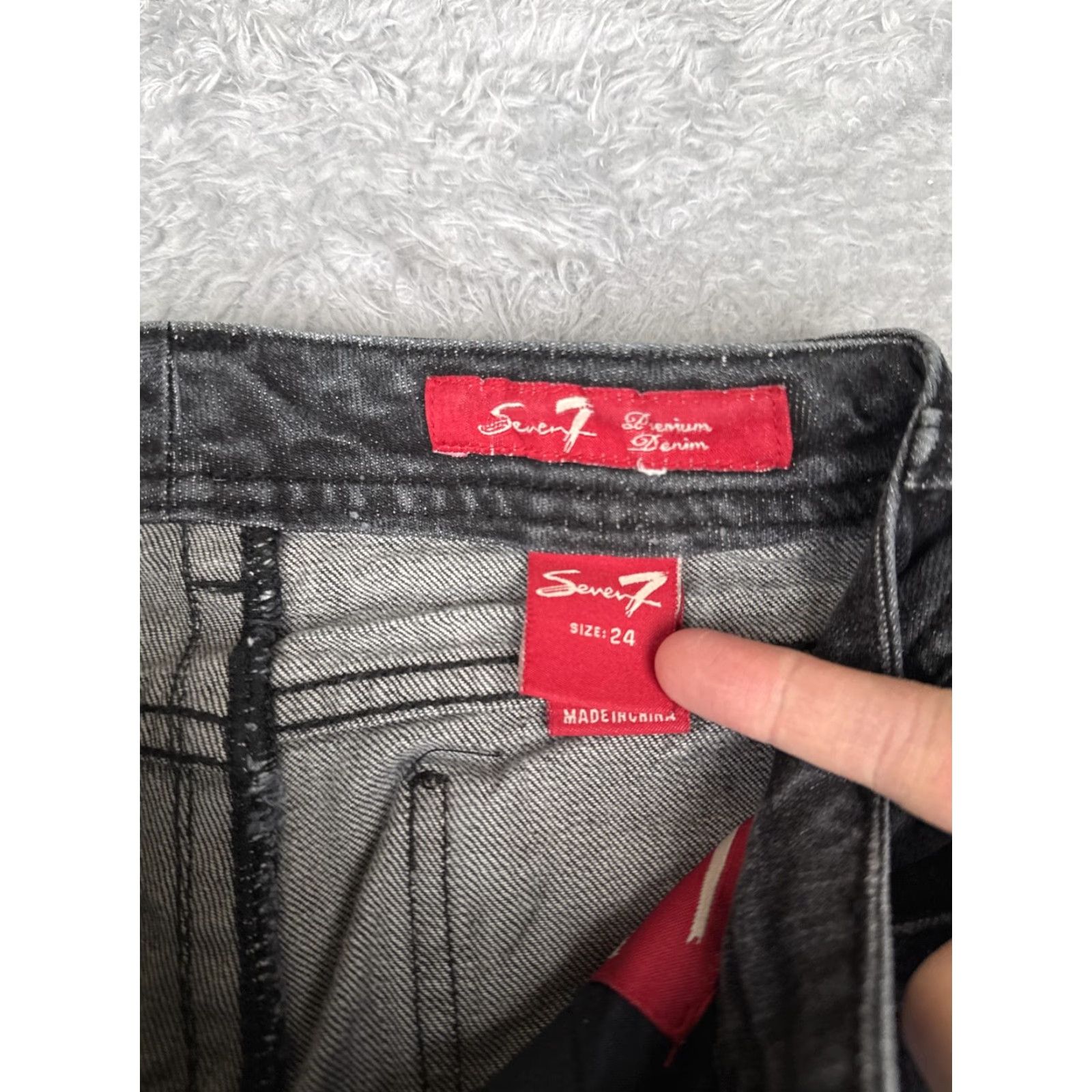 Vintage Seven7 Jeans Women 24 Black Gray Straight Leg Denim Pockets Sequin 24x33 Size 42" / US 20 - 6 Thumbnail