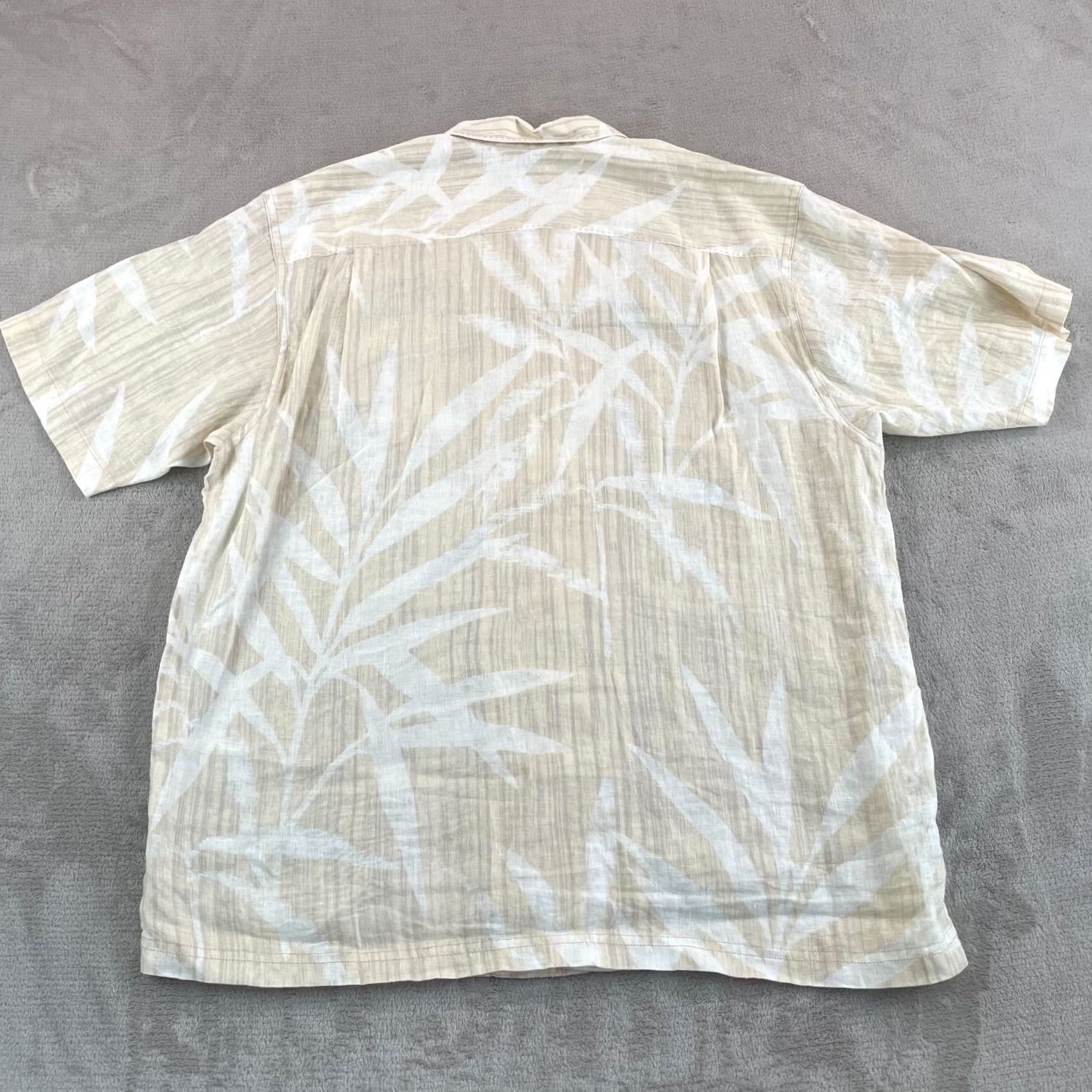 Tommy Bahama Tommy Bahama Camp Shirt Men XL Beige Floral Hawaiian 100% Linen SS Beach NWOT Size US XL / EU 56 / 4 - 4 Thumbnail