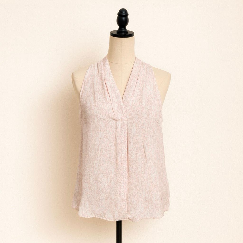 Vince Camuto Vince Camuto Sleeveless Pink Blouse – Soft White Leaf Print, Size S / US 4 / IT 40 - 1 Thumbnail