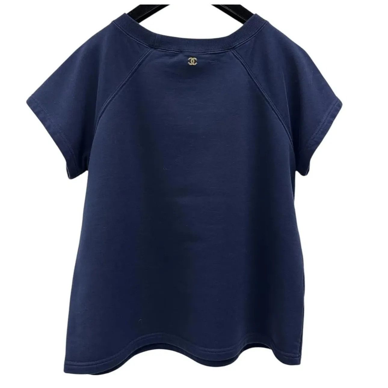 Chanel Chanel Navy Blue Grecian CC Print Cotton T-Shirt Sz.S Size S / US 4 / IT 40 - 3 Thumbnail