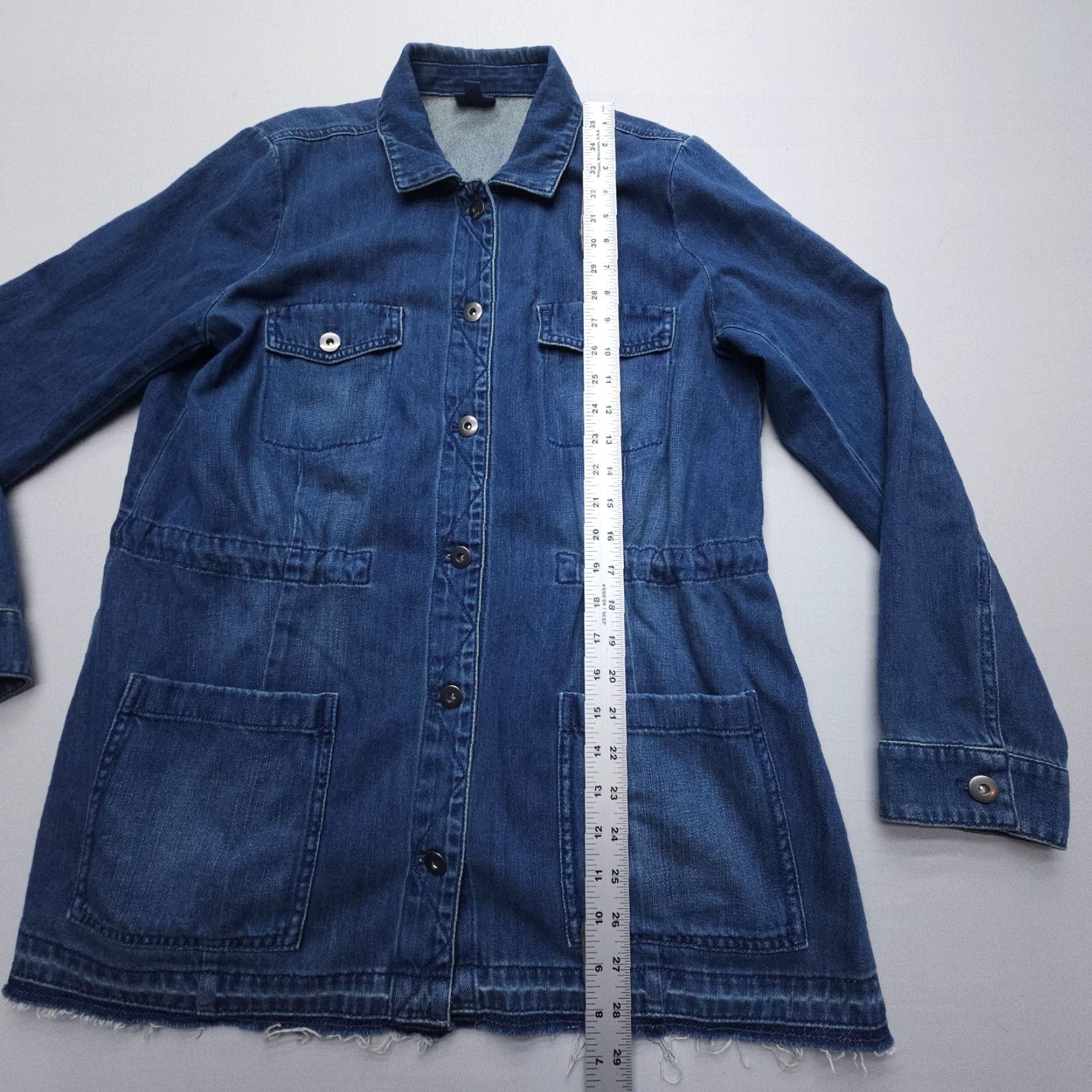 J. Jill VINTAGE J Jill Denim Chore Coat Womens M Blue Dark Wash Cotton Barn Western Cinch Size M / US 6-8 / IT 42-44 - 6 Thumbnail