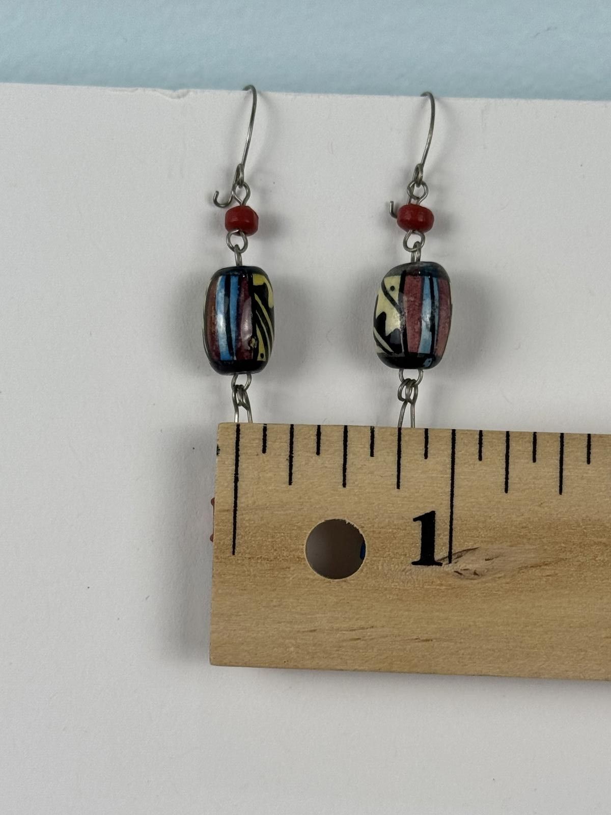 Handmade Handmade Multi-Colored Bead Dangle Earrings Size ONE SIZE - 6 Thumbnail