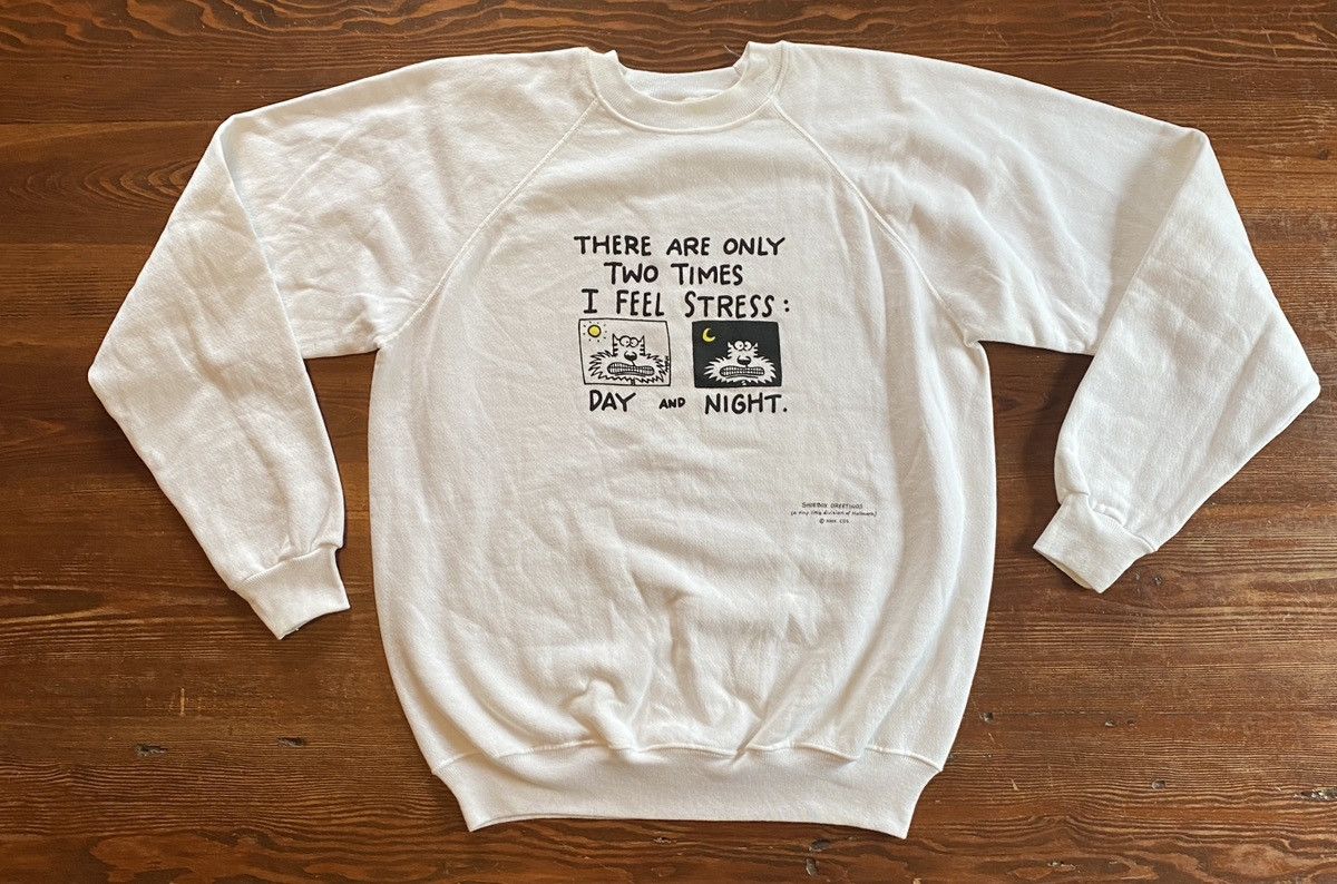 Vintage Vintage Always Stressed Cat Comic Raglan Crewneck Sweatshirt Size US XL / EU 56 / 4 - 2 Thumbnail