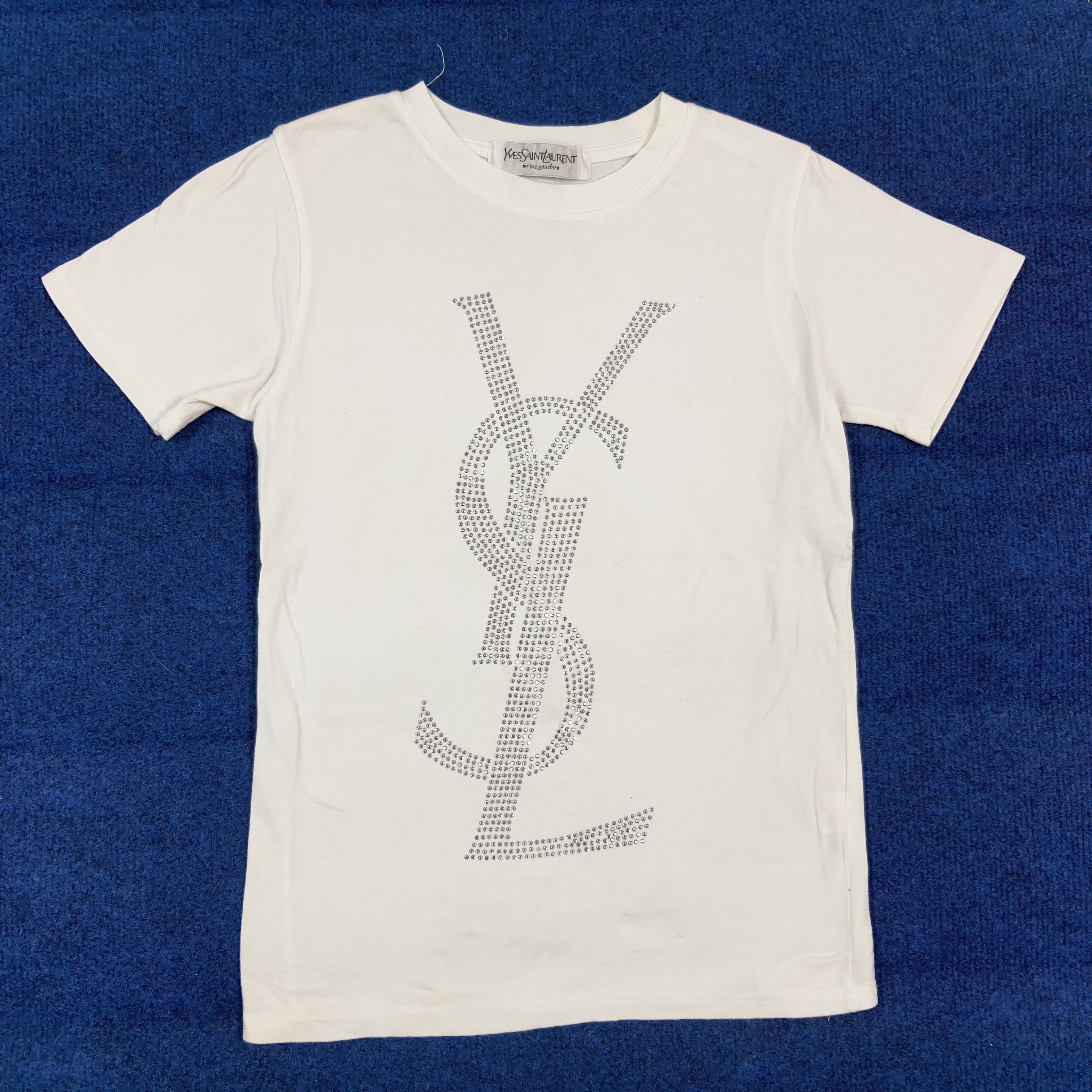 Yves Saint Laurent Vintage YSL Rive Gauche Studded Logo Shirt C301N28 Size US XXS / EU 40 - 1 Thumbnail