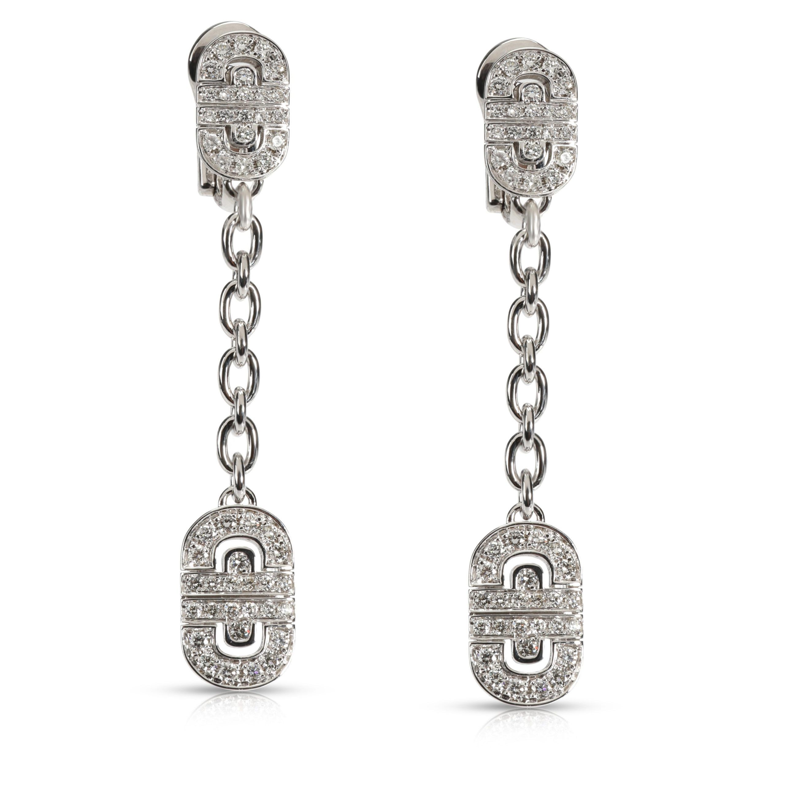 image of Bvlgari Parentesi Diamond Drop Earrings In 18K White Gold 1.00 Ctw, Women's