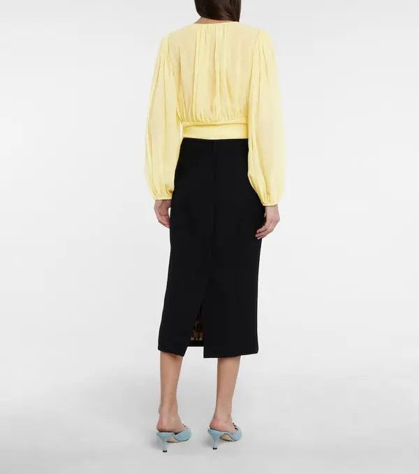 Dolce & Gabbana o1y0925 Silk Top Blouse in Pastel Yellow Size XL / US 12-14 / IT 48-50 - 3 Thumbnail